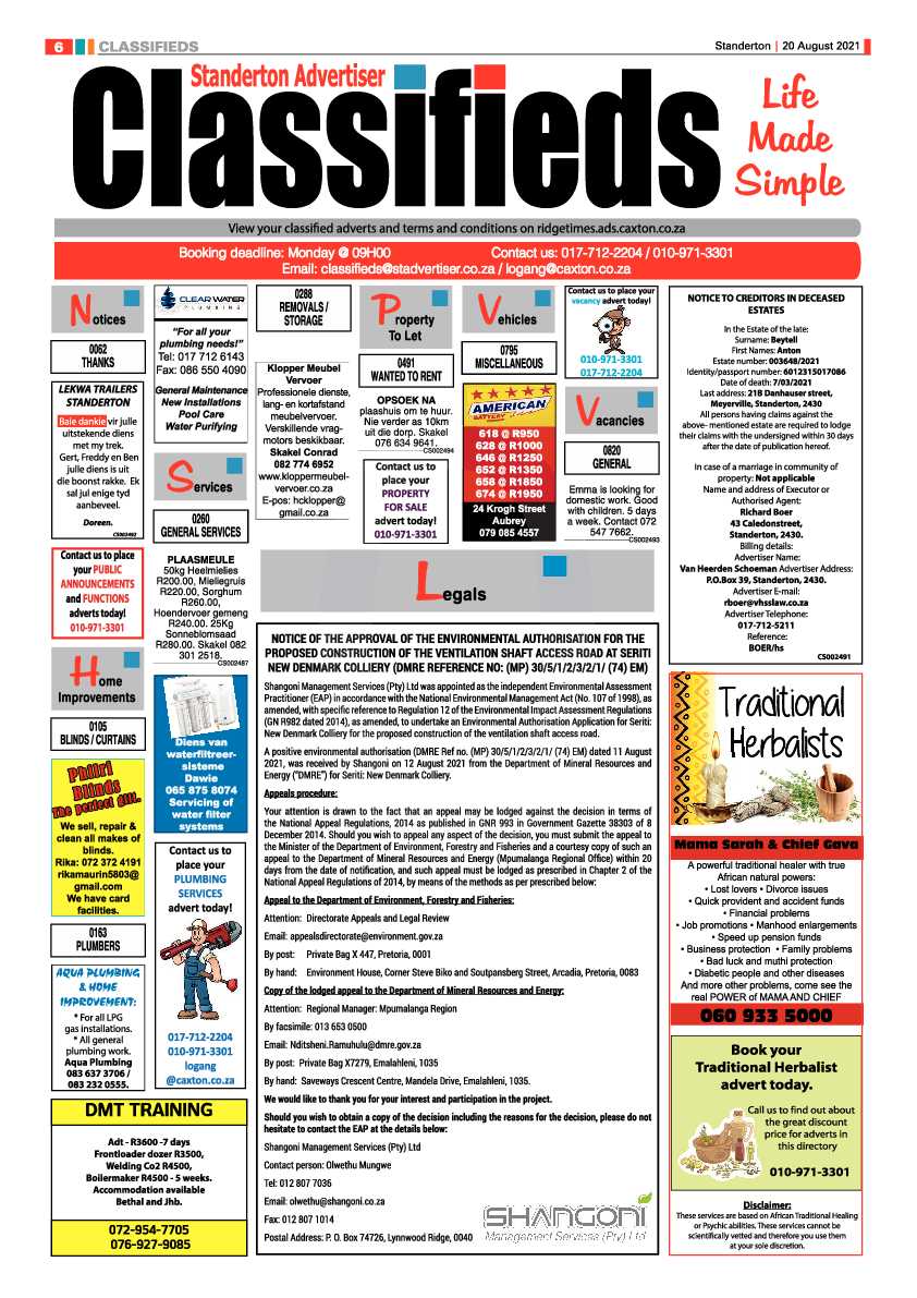 Standerton Advertiser 20 August 2021 page 6
