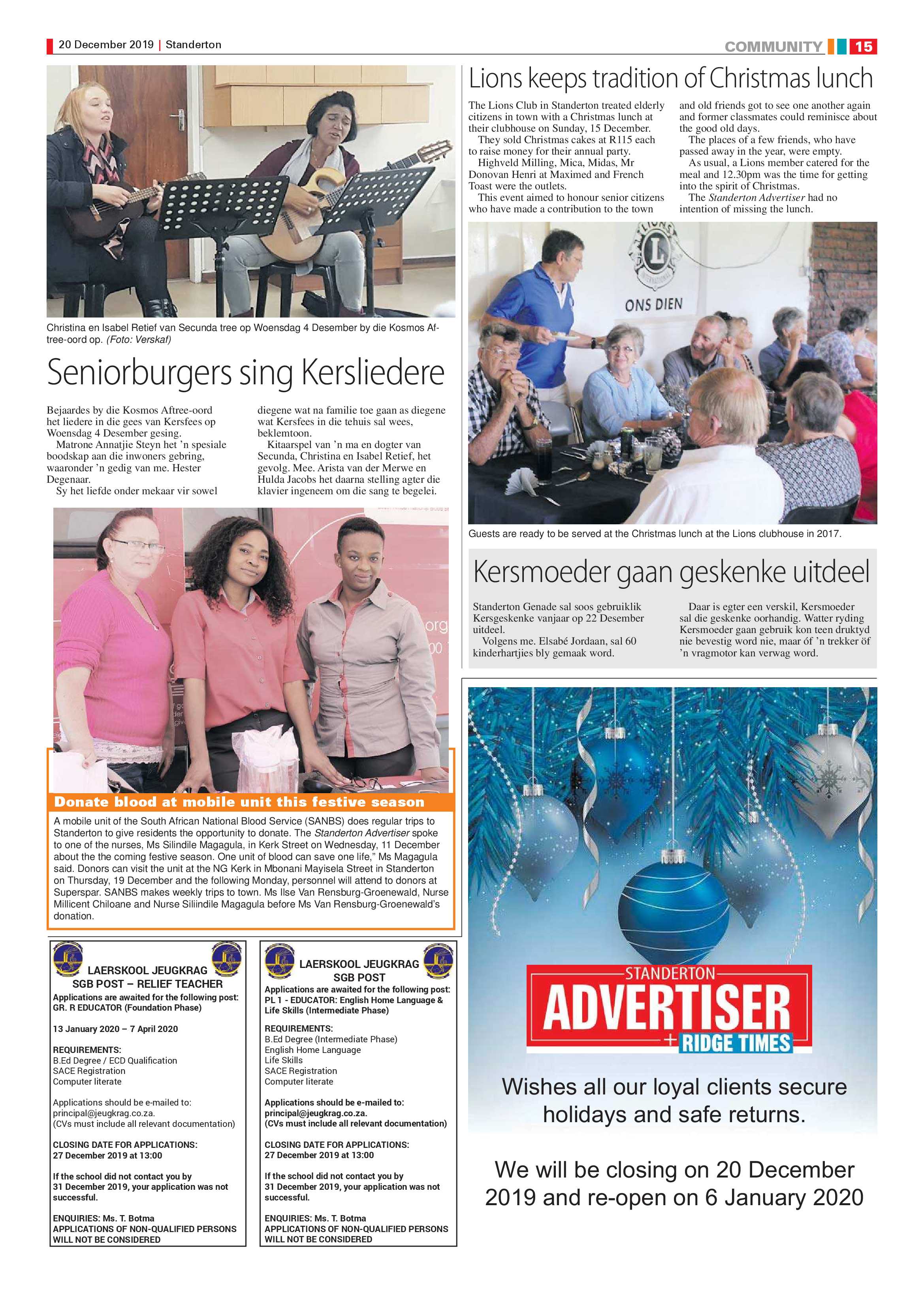 Standerton Advertiser 20 December 2019 page 15