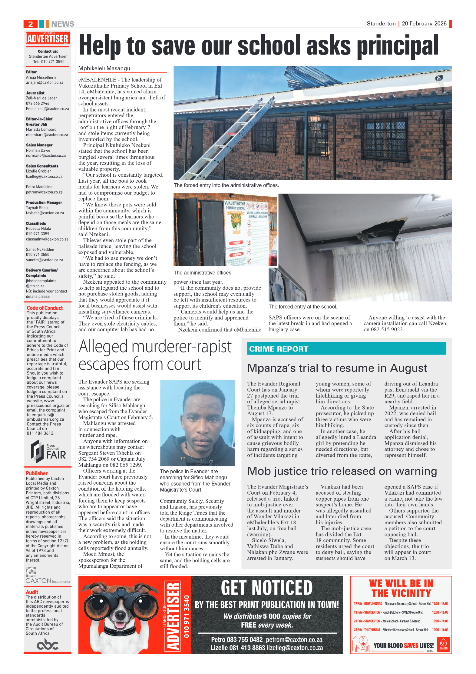 Standerton Advertiser 20 February 2026 page 2
