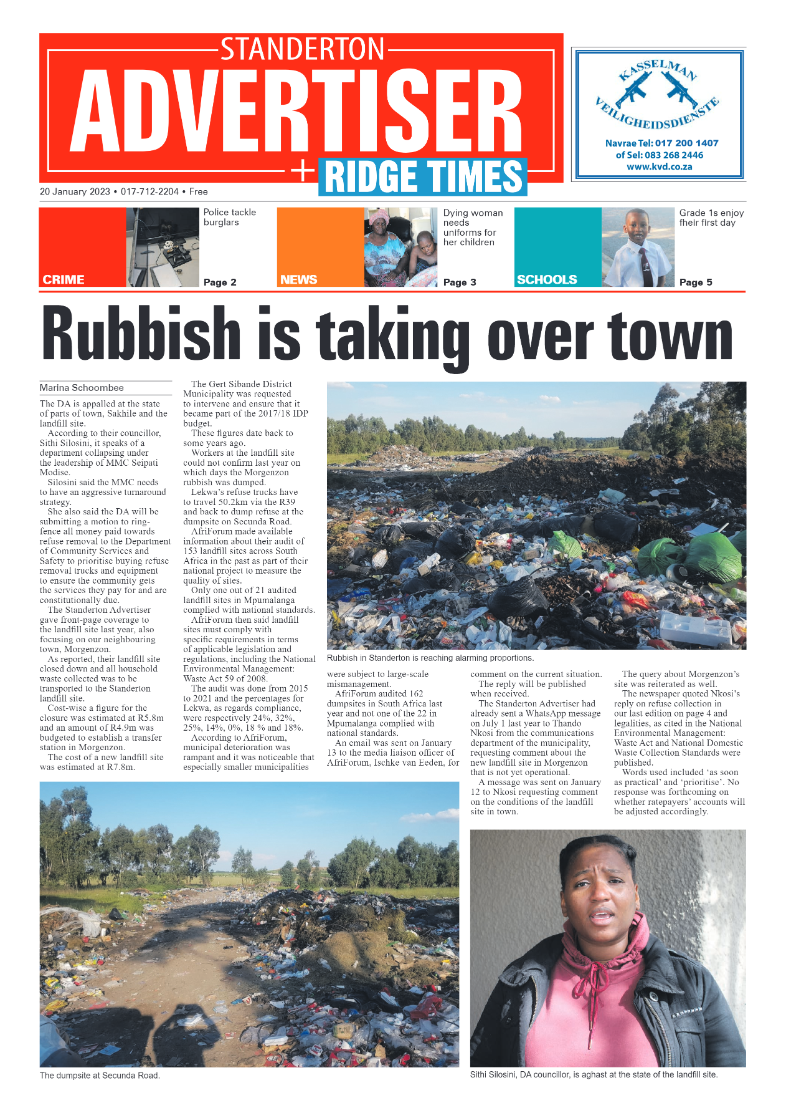Standerton Advertiser 20 January 2023 page 1