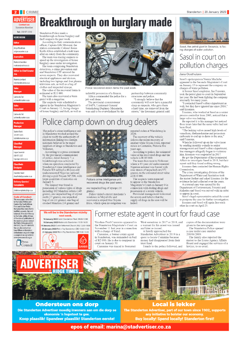 Standerton Advertiser 20 January 2023 page 2