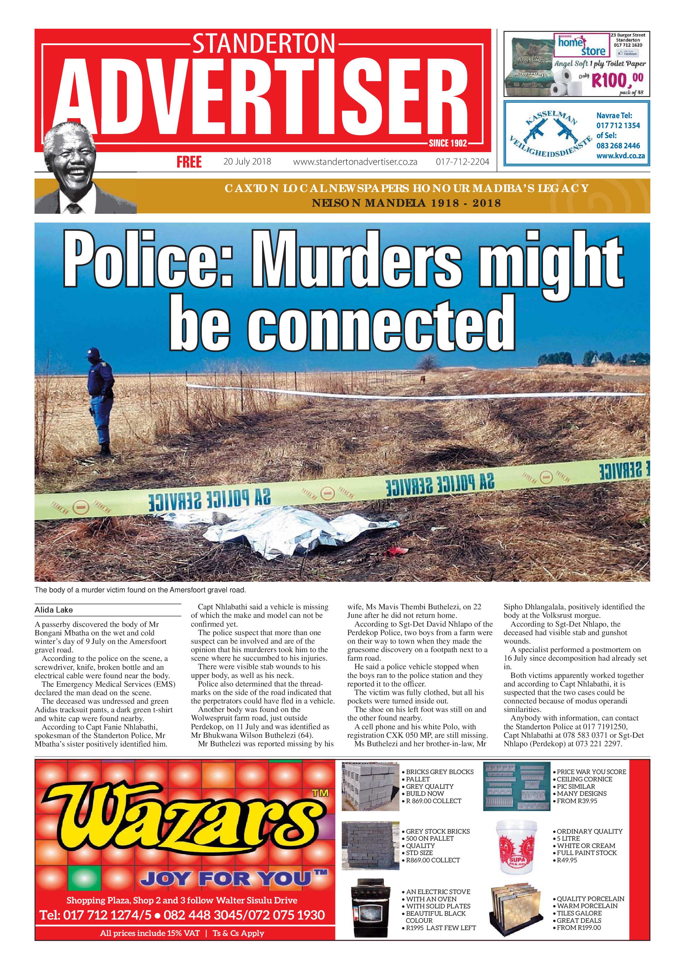 Standerton Advertiser 20 July 2018 page 1