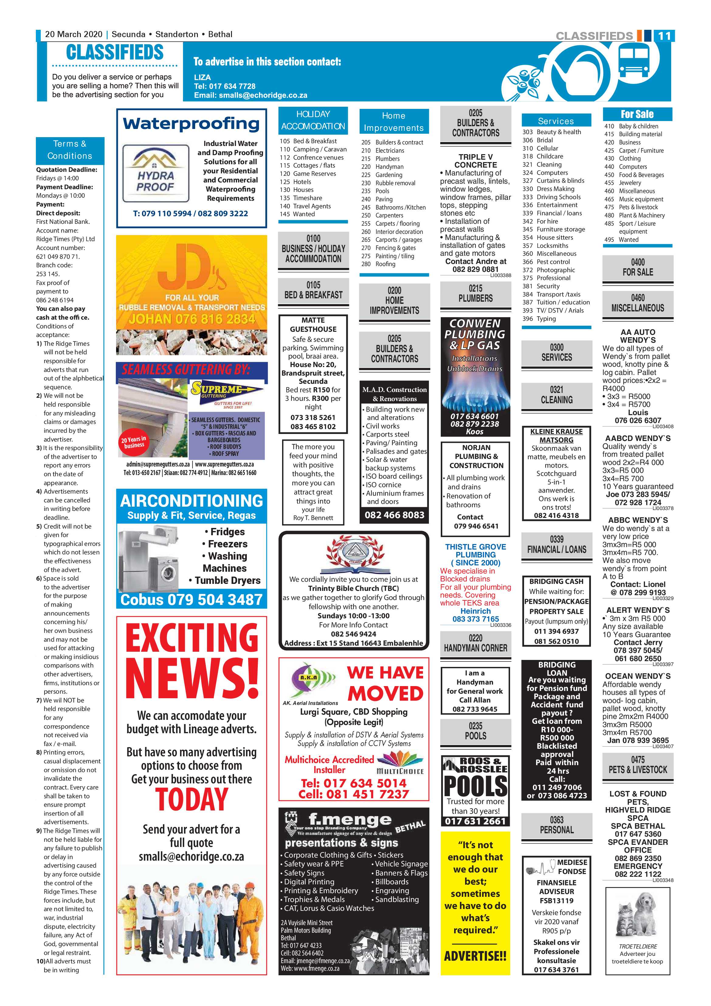 Standerton Advertiser 20 March 2020 page 11