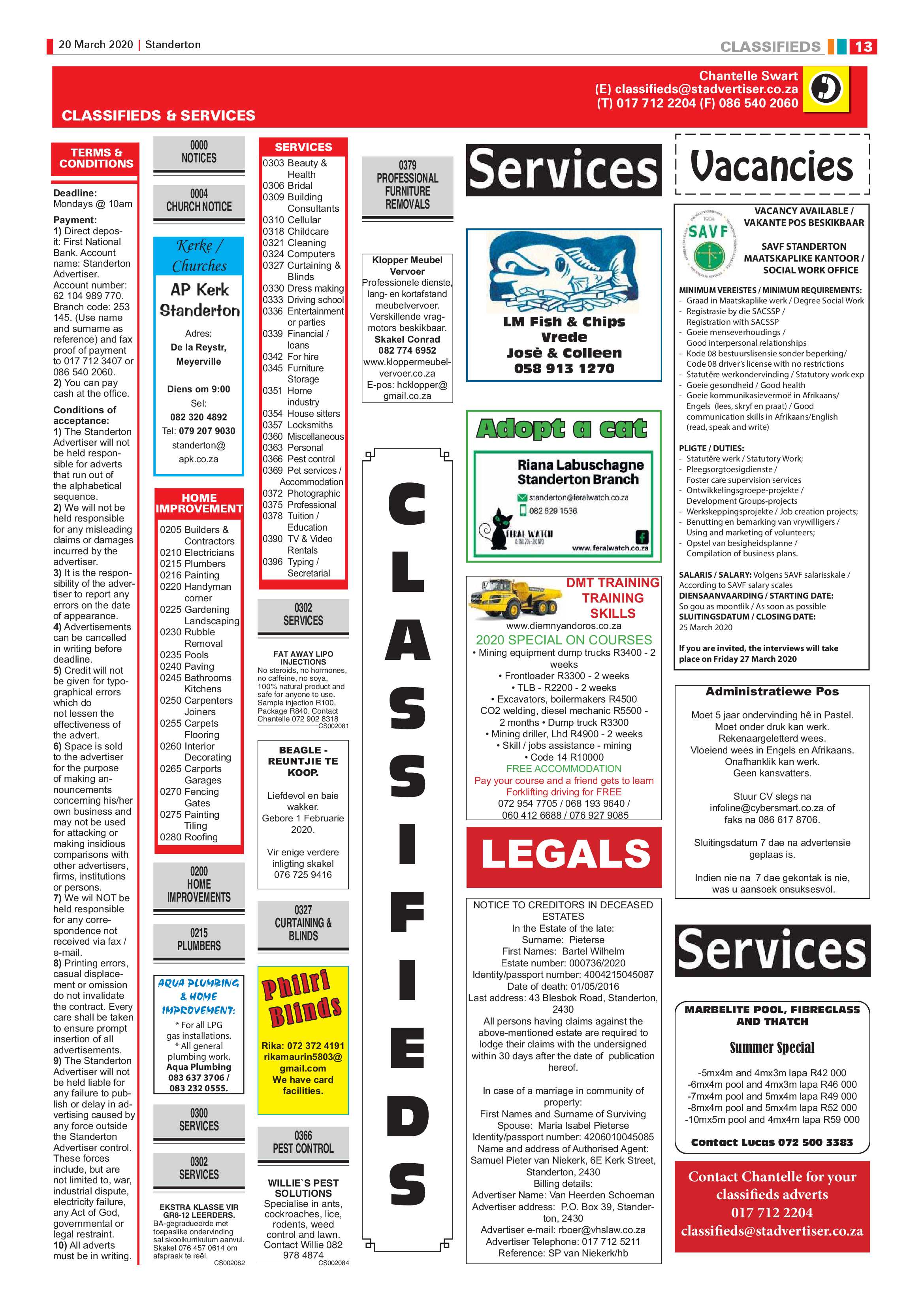 Standerton Advertiser 20 March 2020 page 13