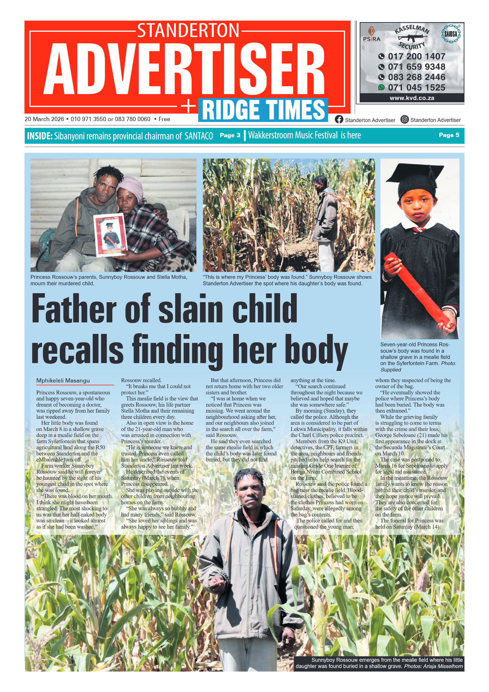 Standerton Advertiser 20 March 2026 page 1