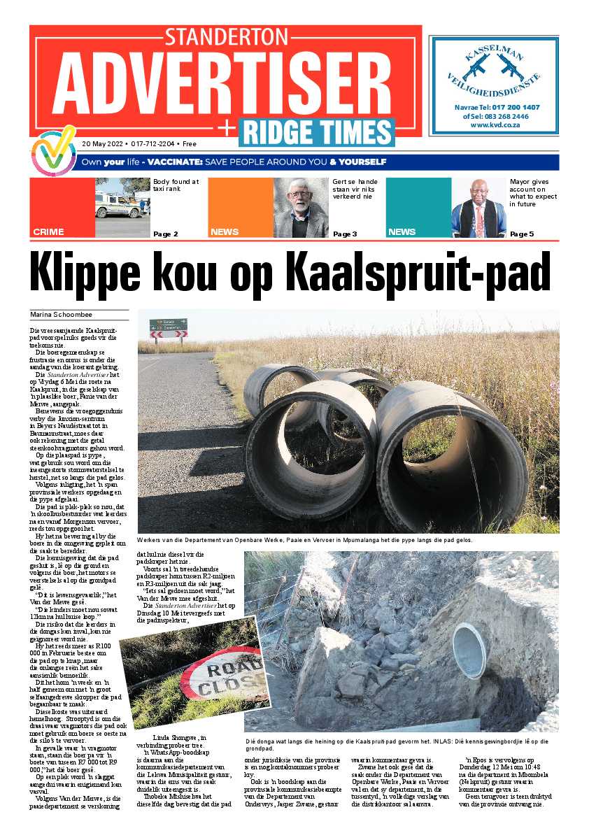 Standerton Advertiser 20 May 2022 page 1