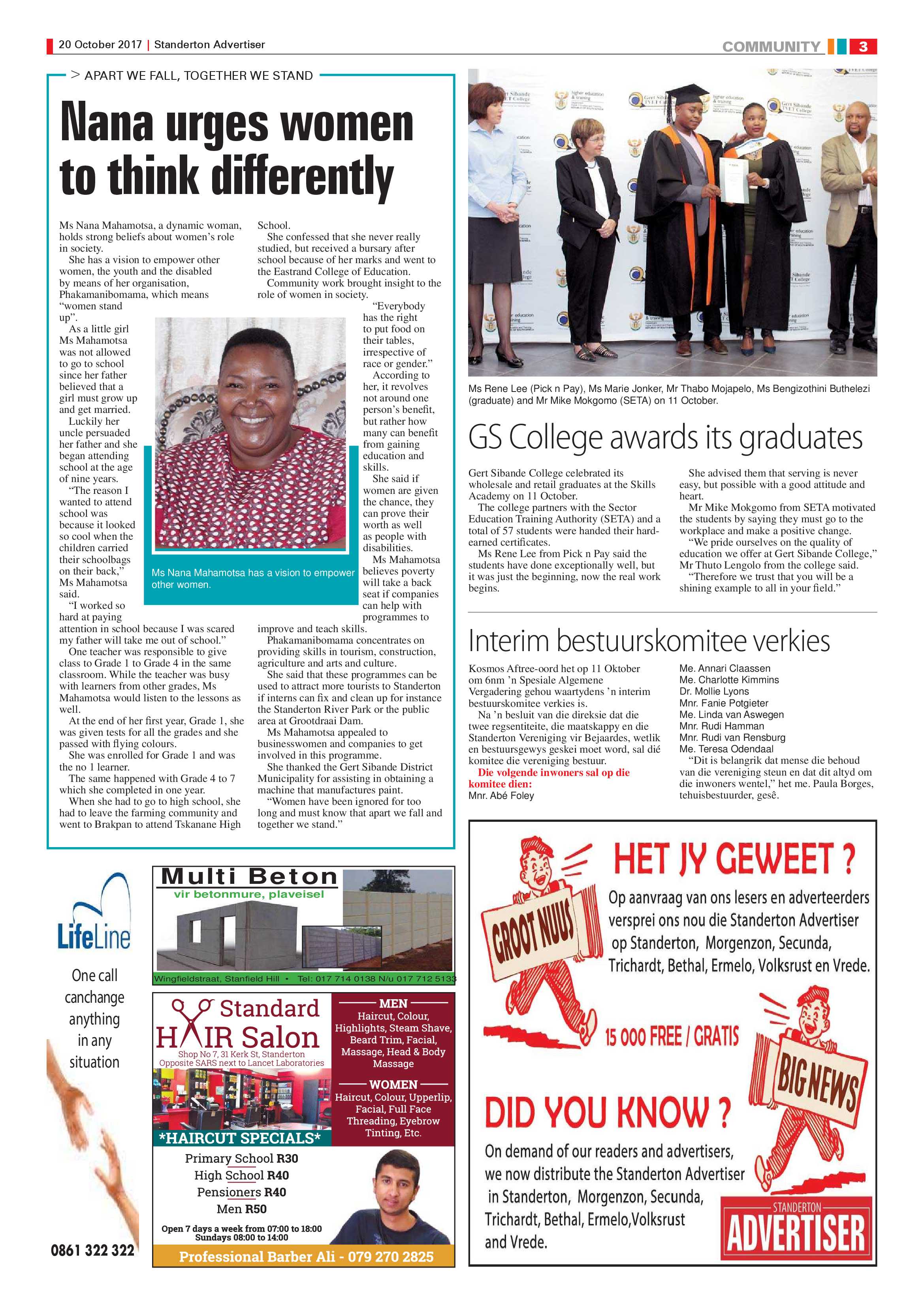 Standerton Advertiser 20 October 2017 page 3
