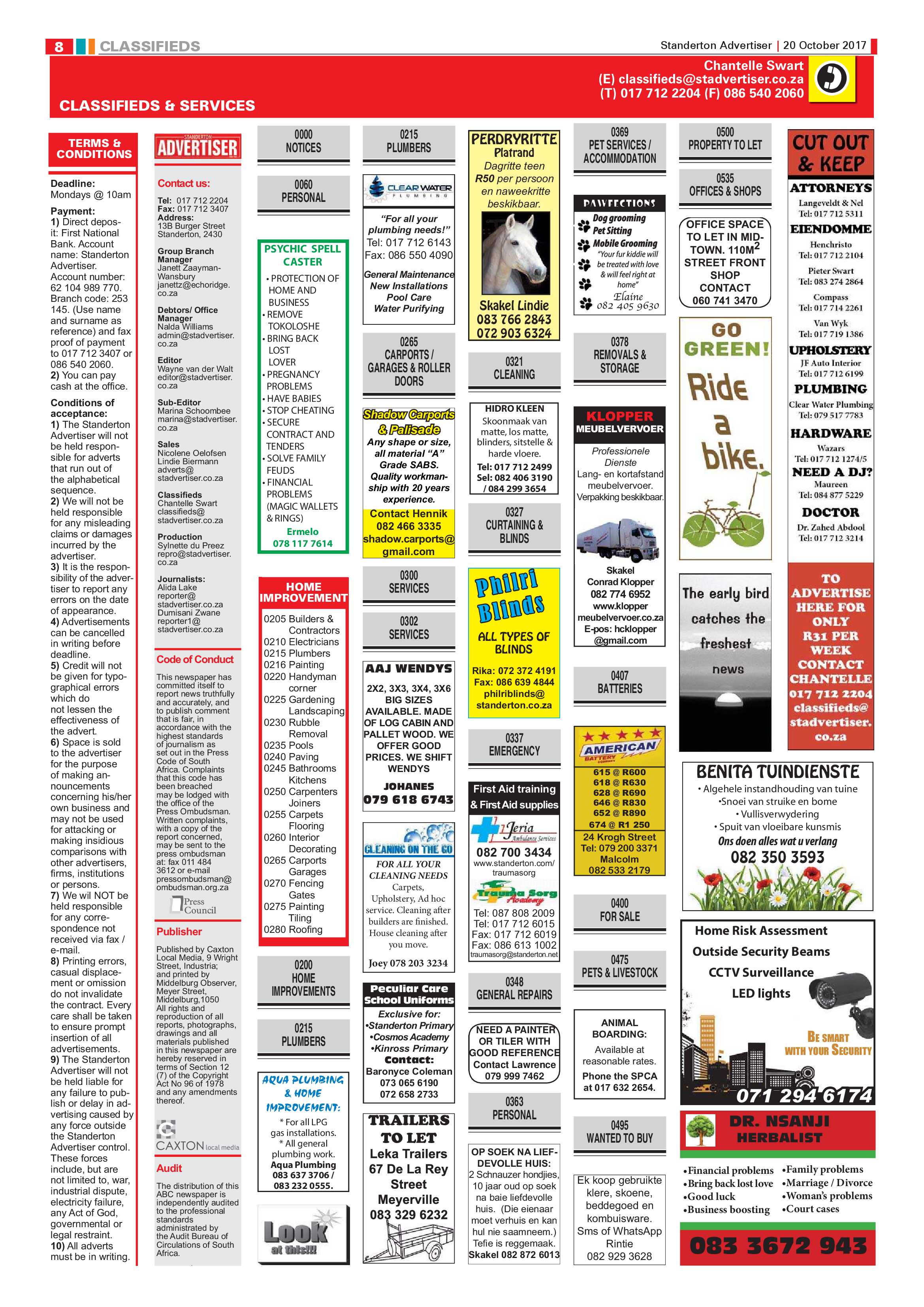 Standerton Advertiser 20 October 2017 page 8