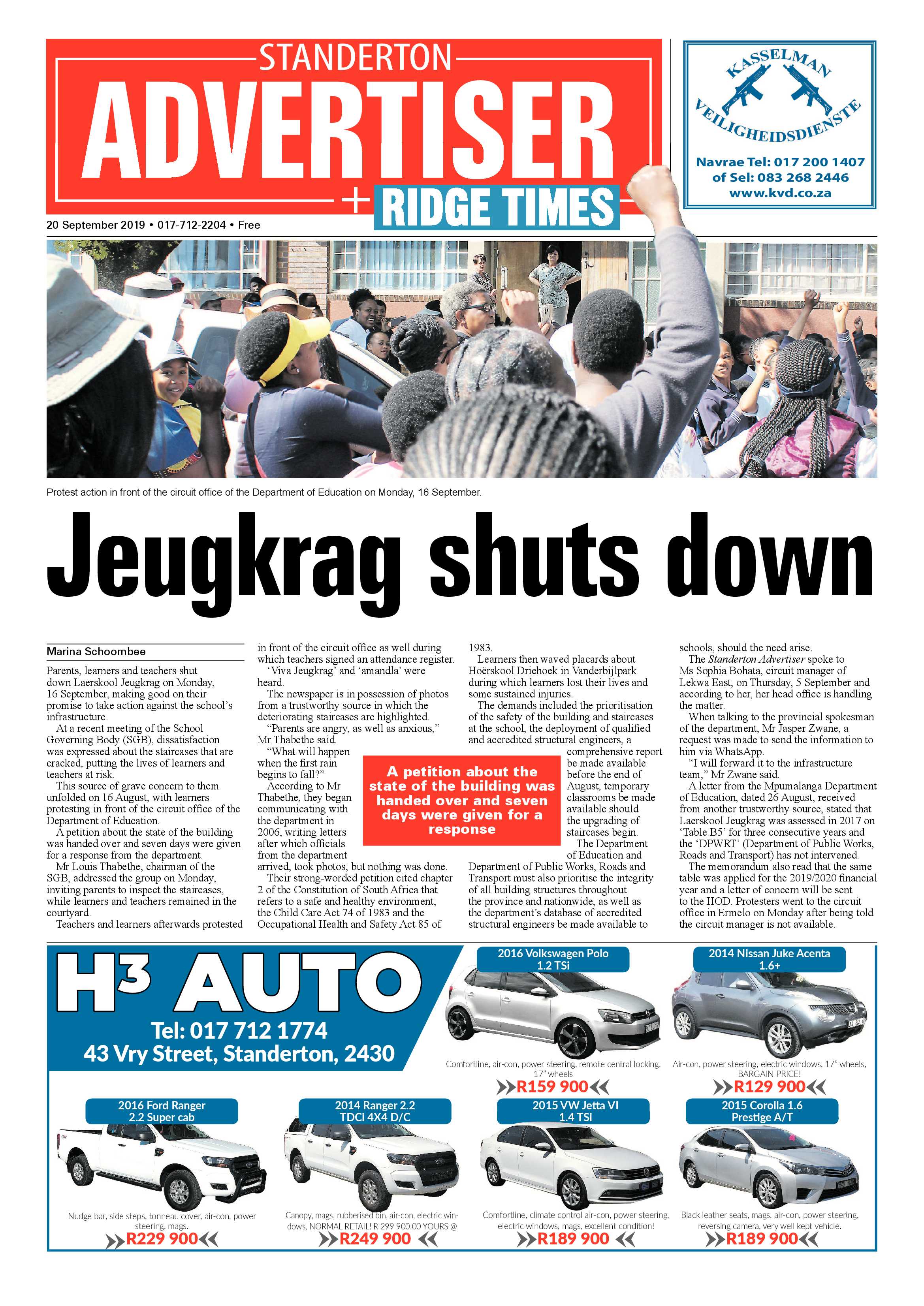 Standerton Advertiser 20 September 2019 page 1
