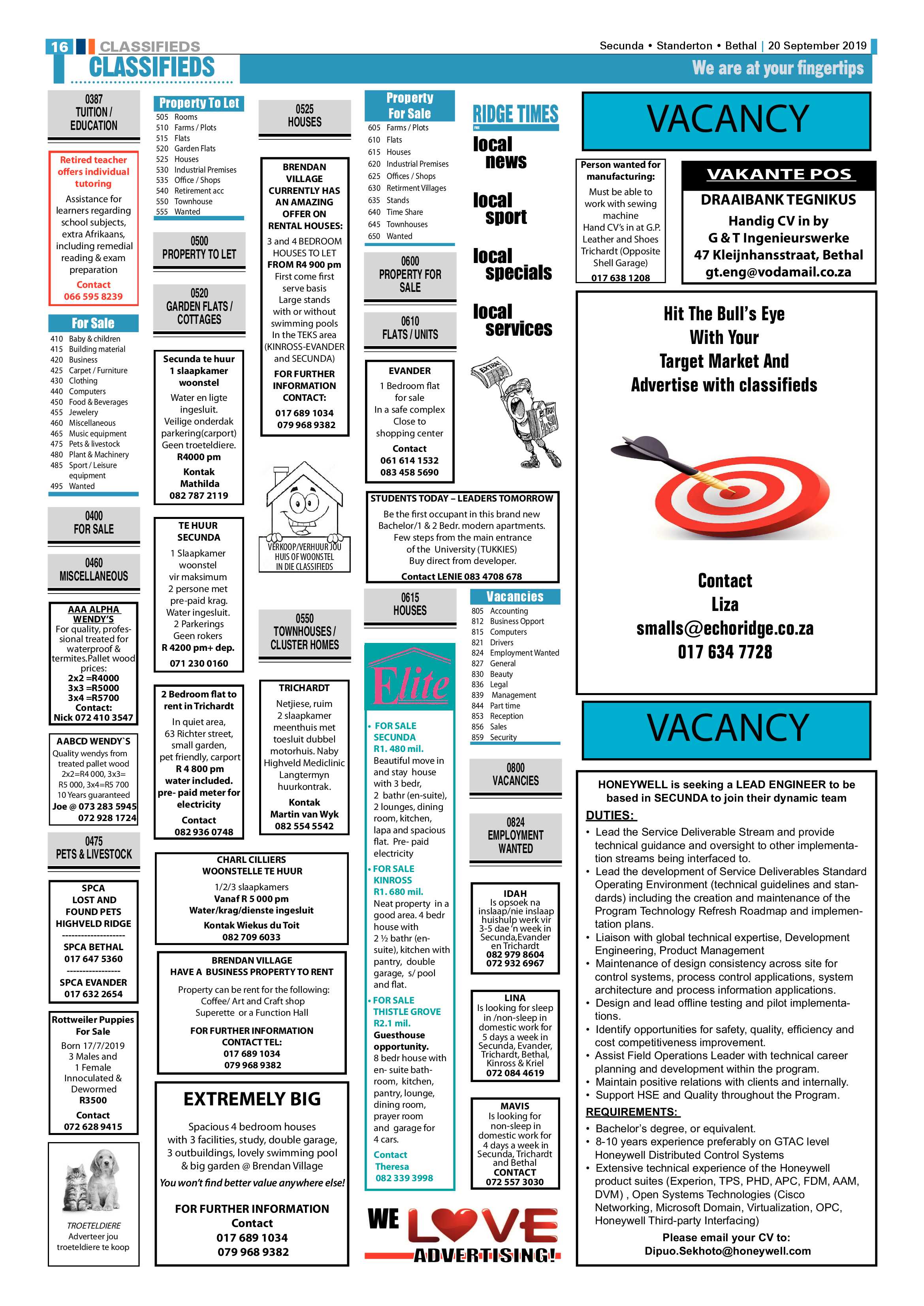 Standerton Advertiser 20 September 2019 page 16