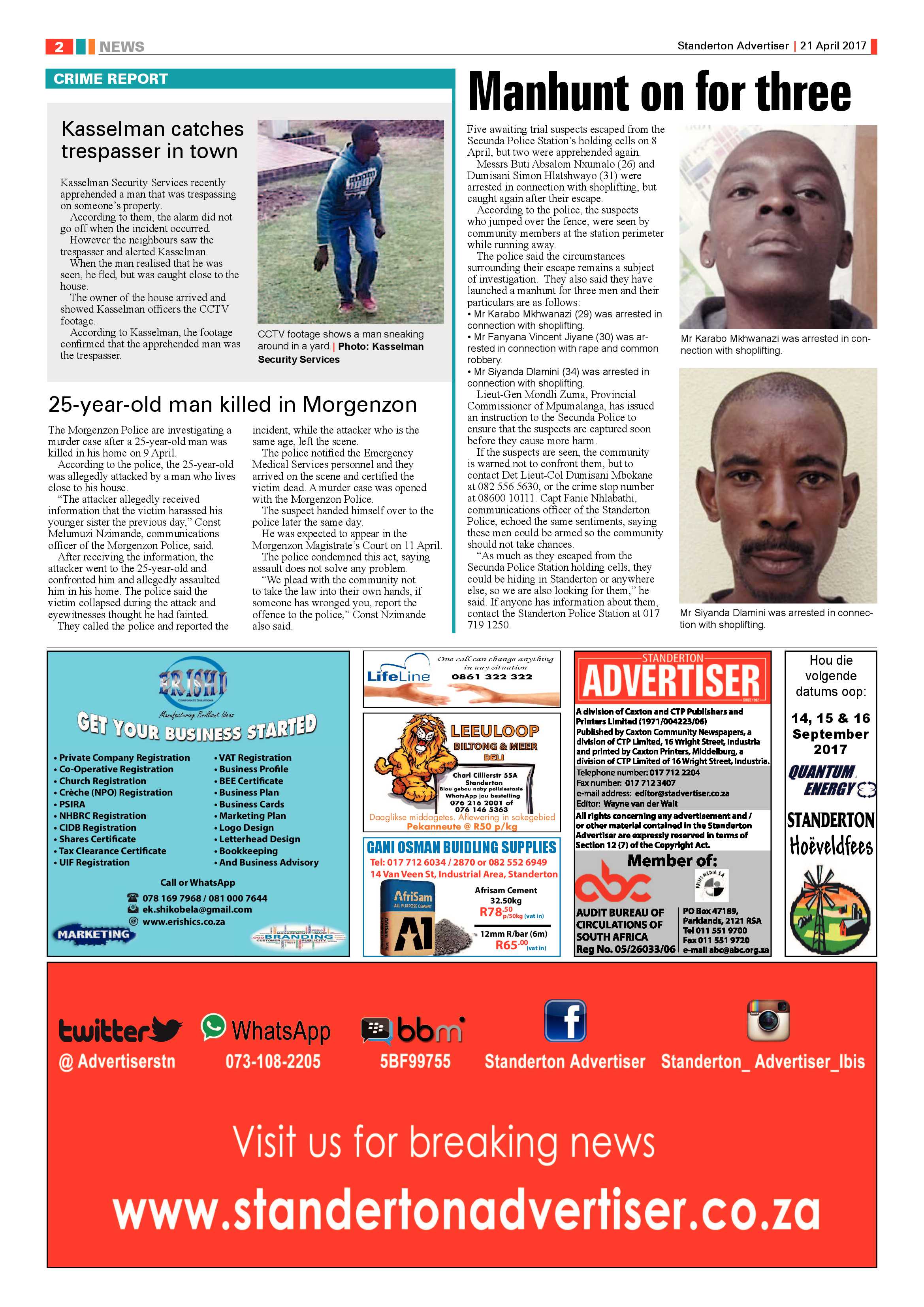 Standerton Advertiser 21 April 2017 page 2