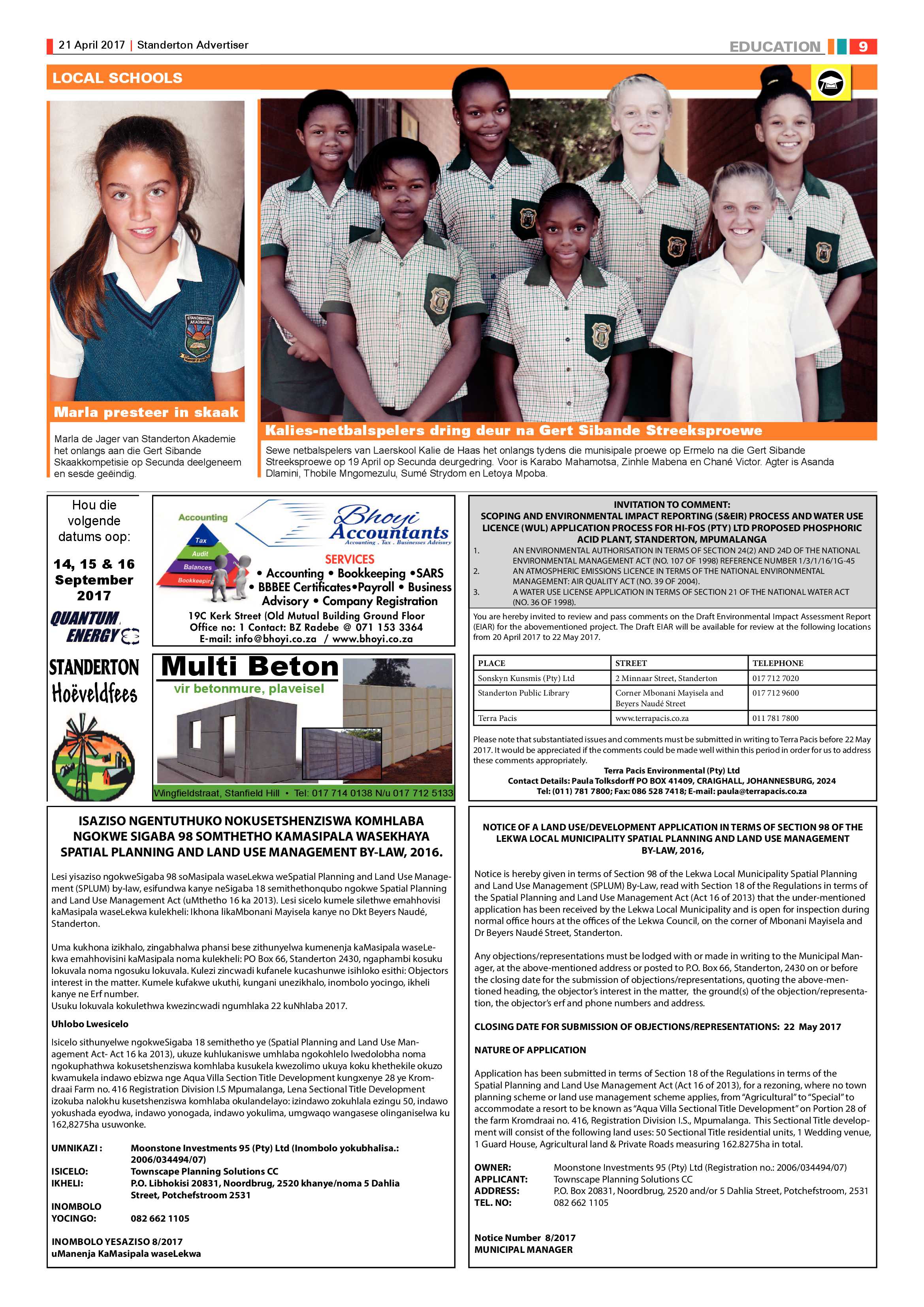 Standerton Advertiser 21 April 2017 page 9