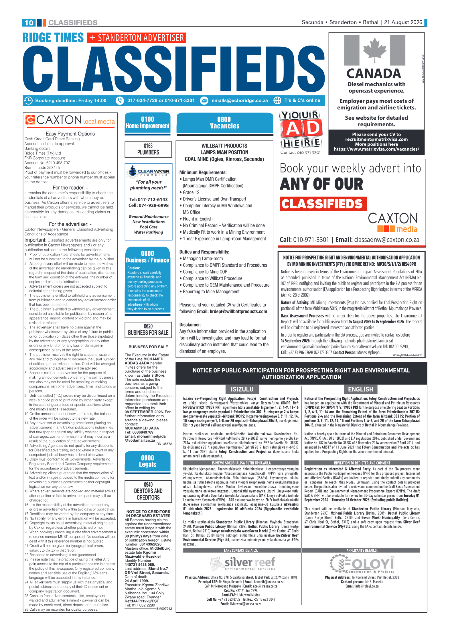 Standerton Advertiser 21 August 2026 page 10