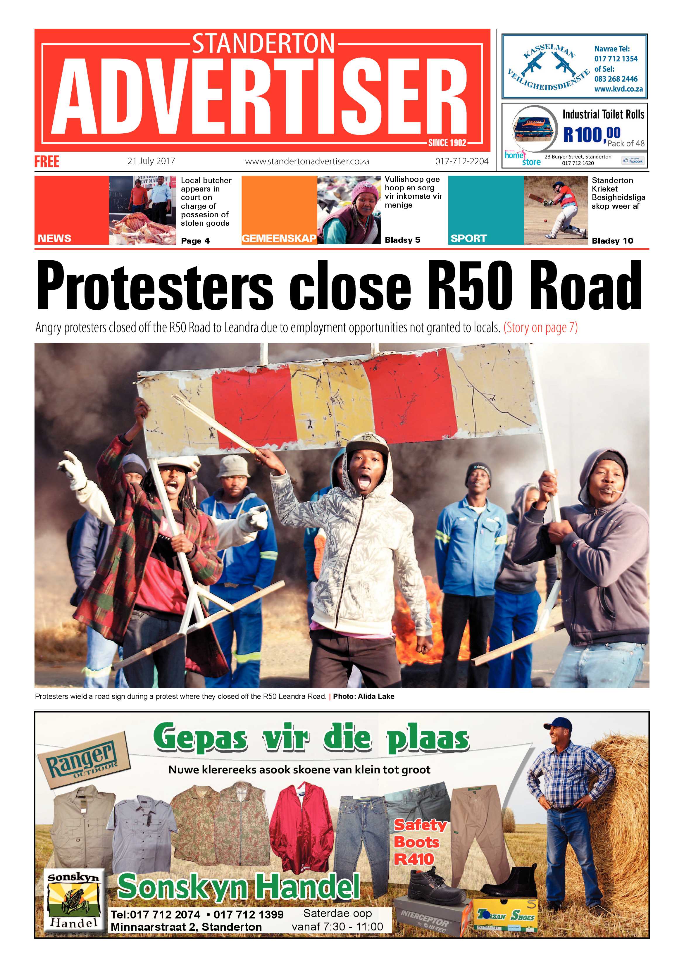 Standerton Advertiser 21 July 2017 page 1