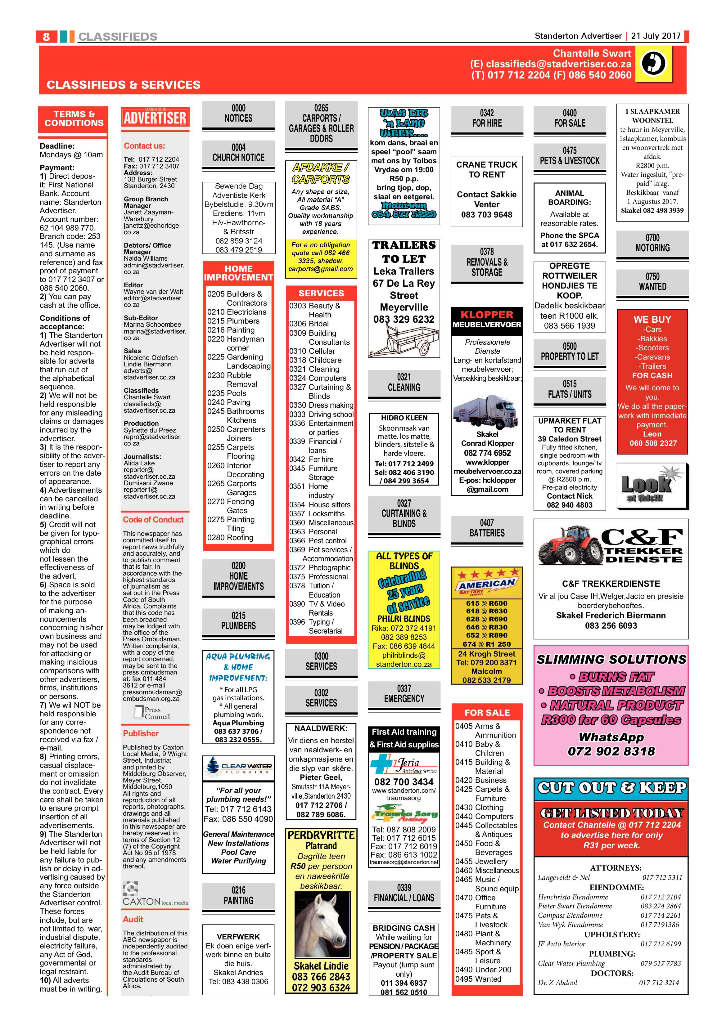 Standerton Advertiser 21 July 2017 page 8