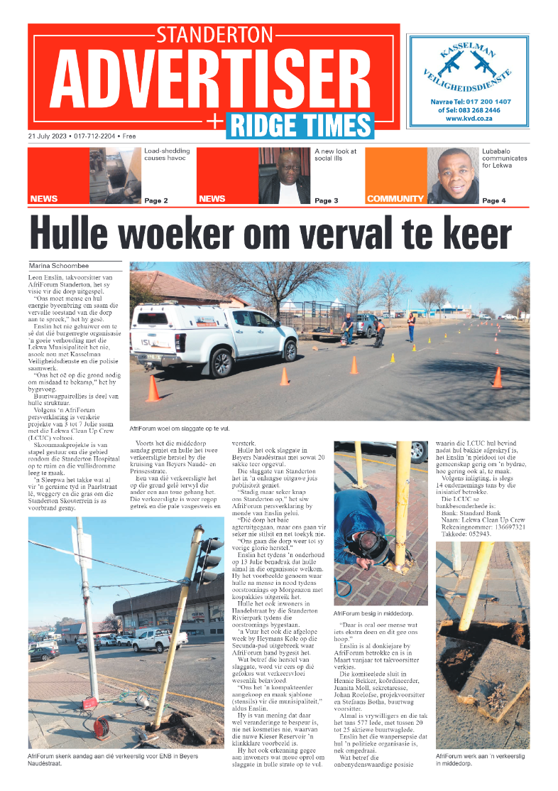 Standerton Advertiser 21 July 2023 page 1