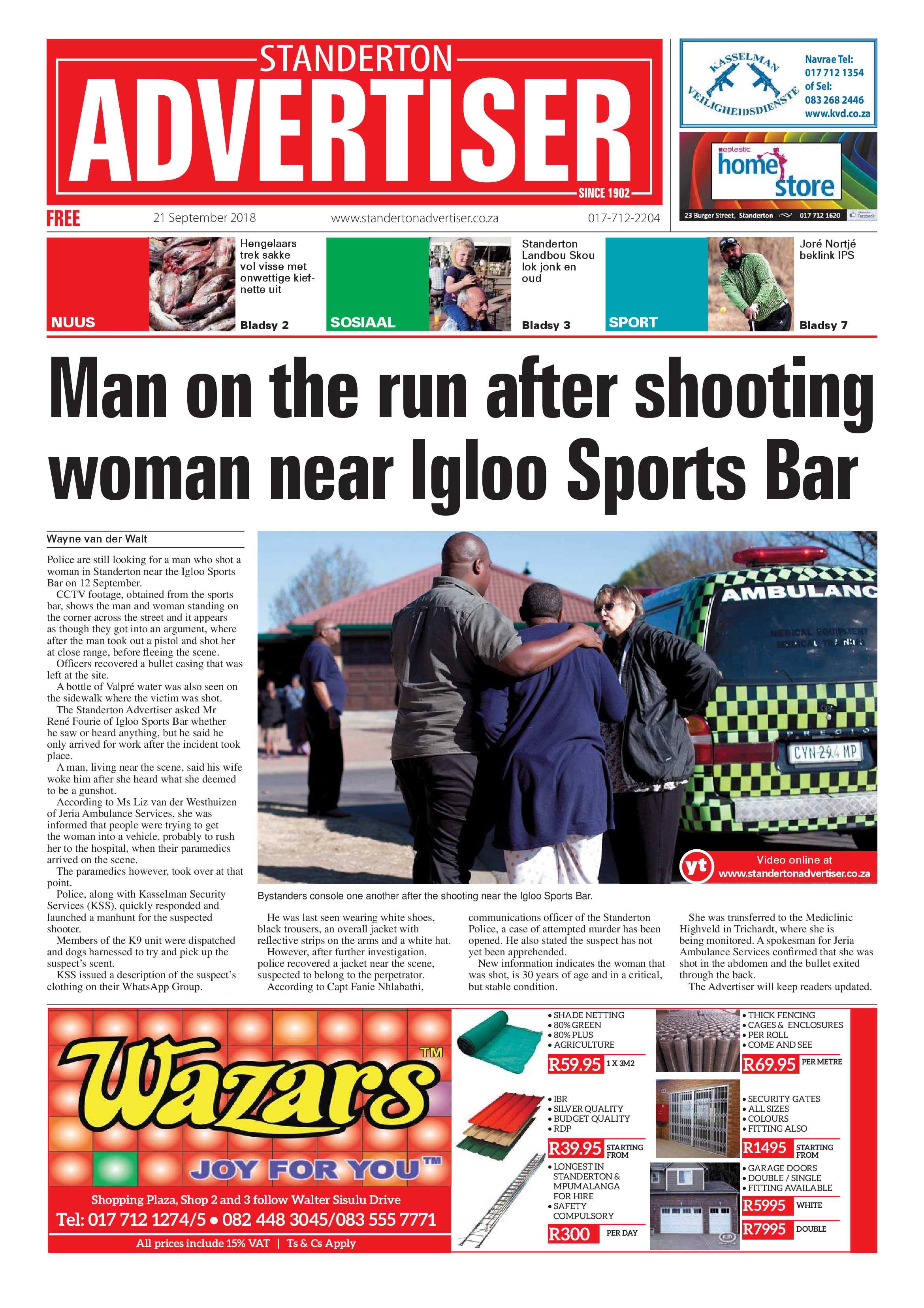 Standerton Advertiser 21 September 2018 page 1