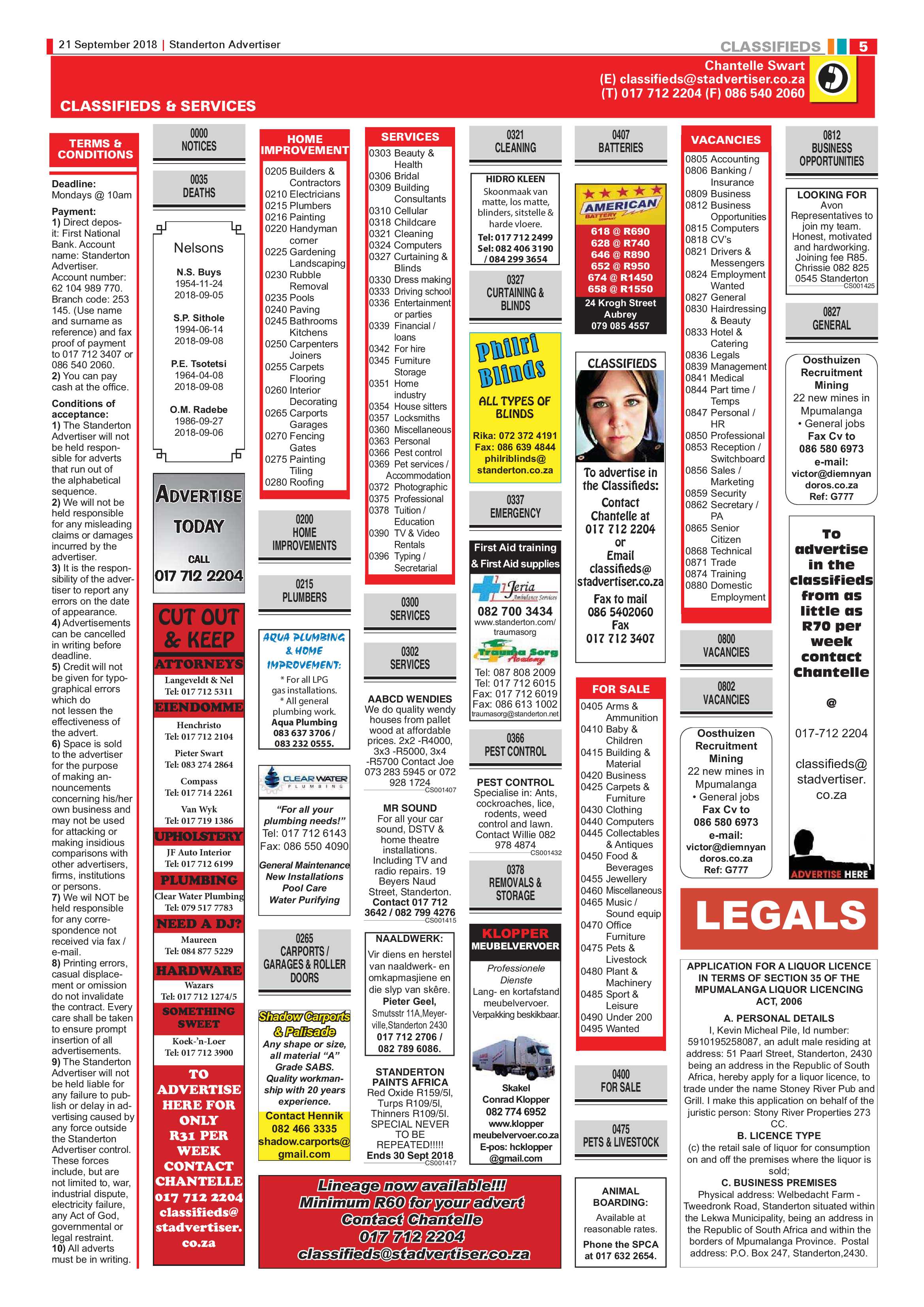 Standerton Advertiser 21 September 2018 page 5