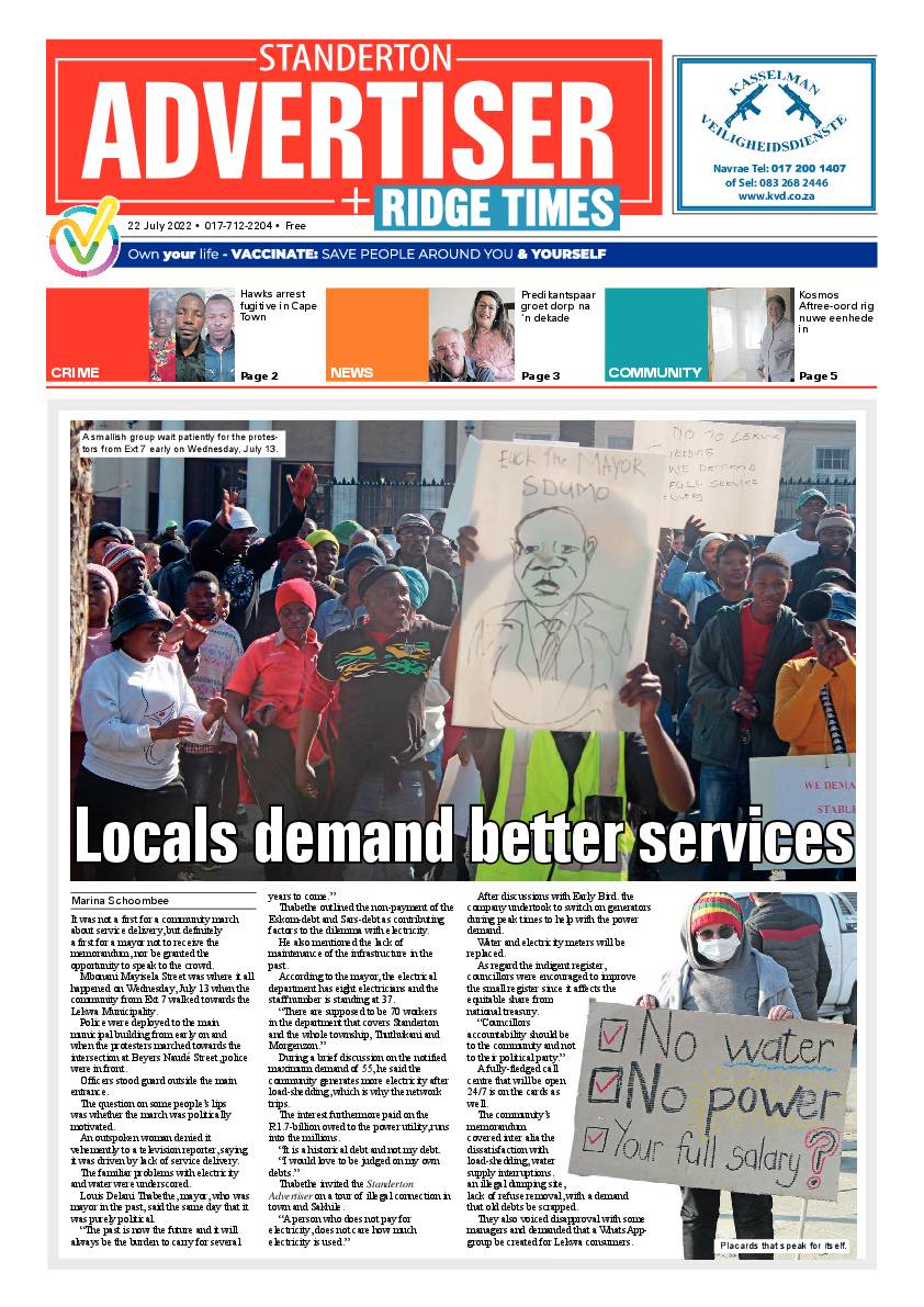 Standerton Advertiser 22 July 2022 page 1