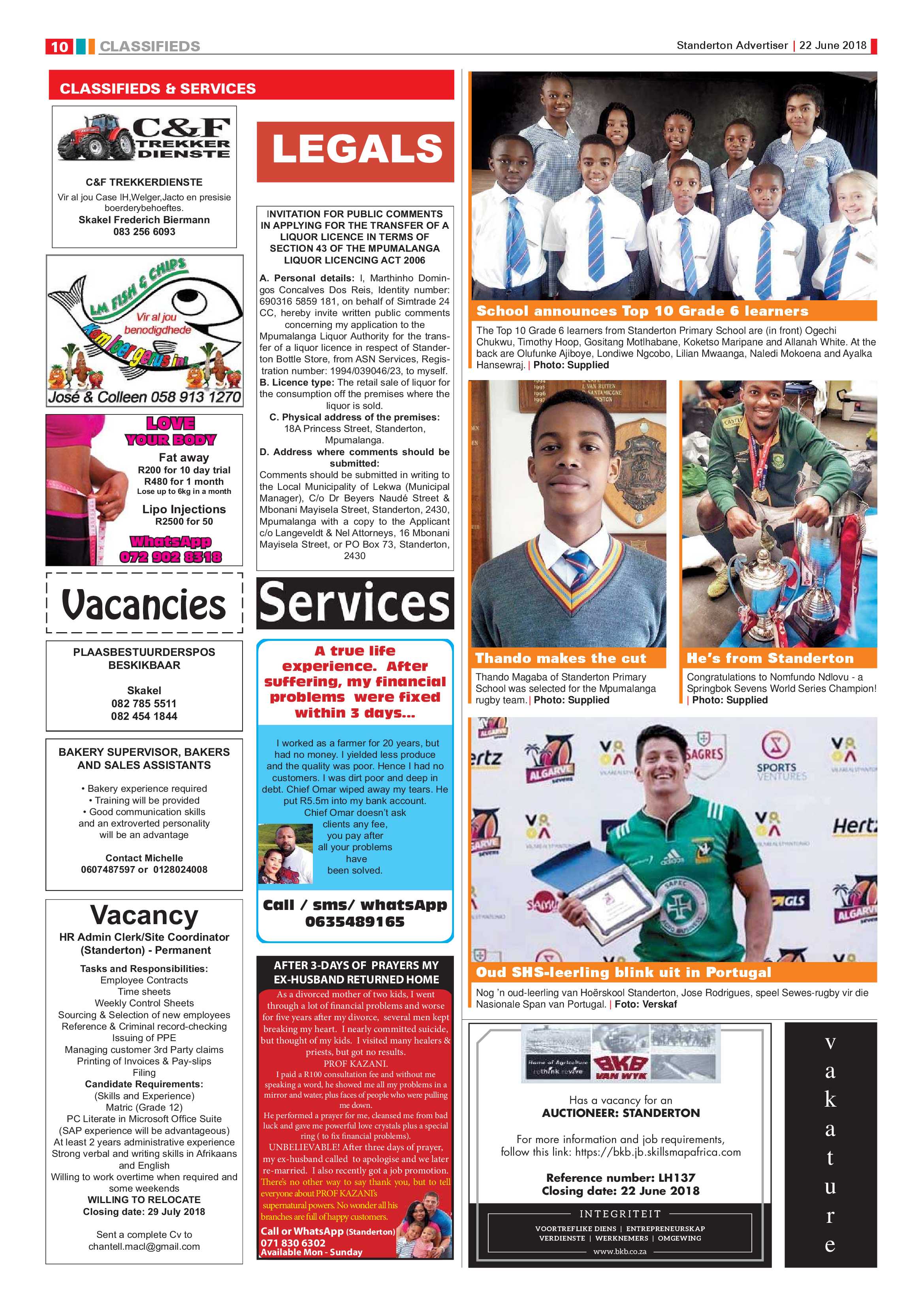 Standerton Advertiser 22 June 2018 page 10