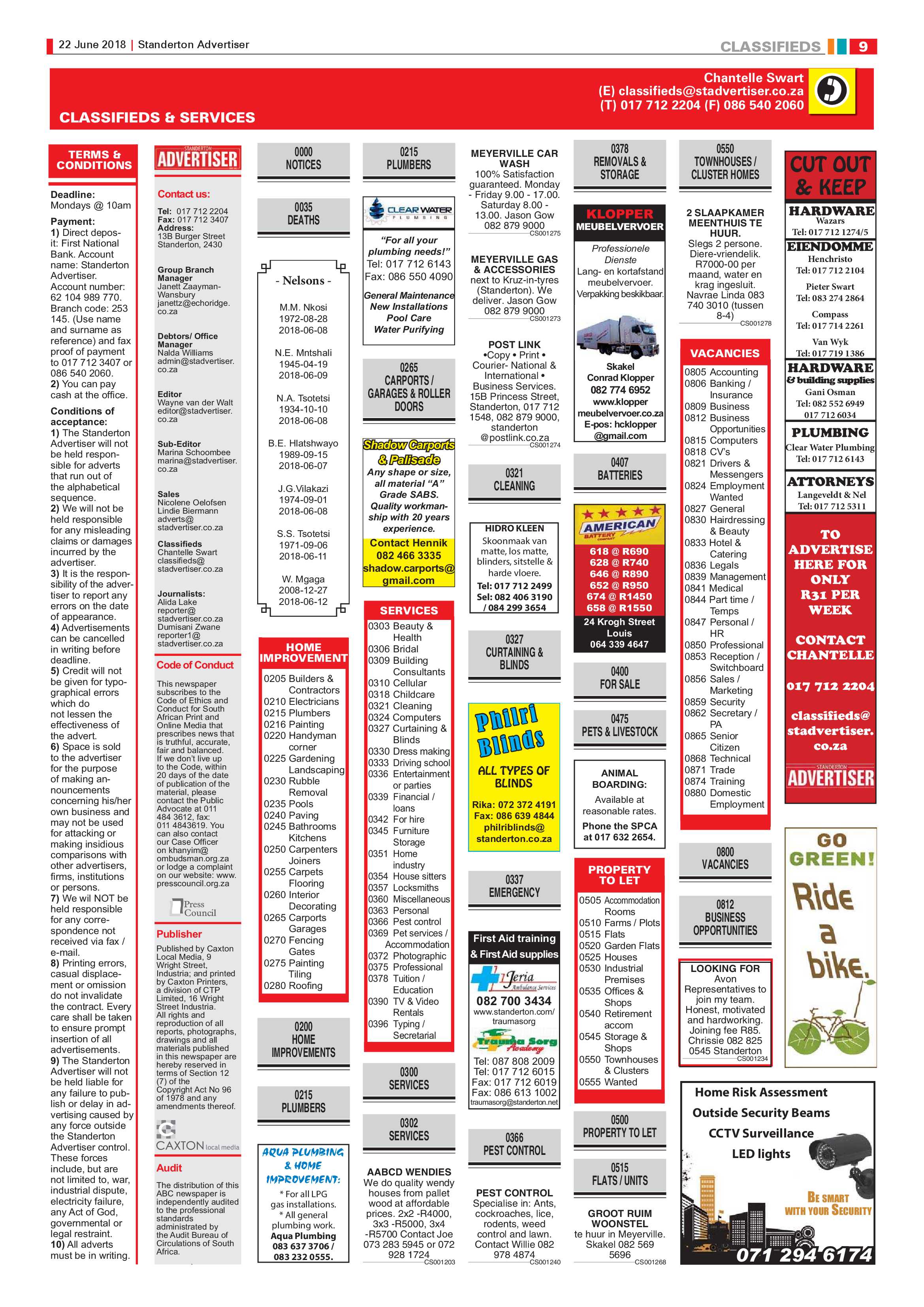 Standerton Advertiser 22 June 2018 page 9