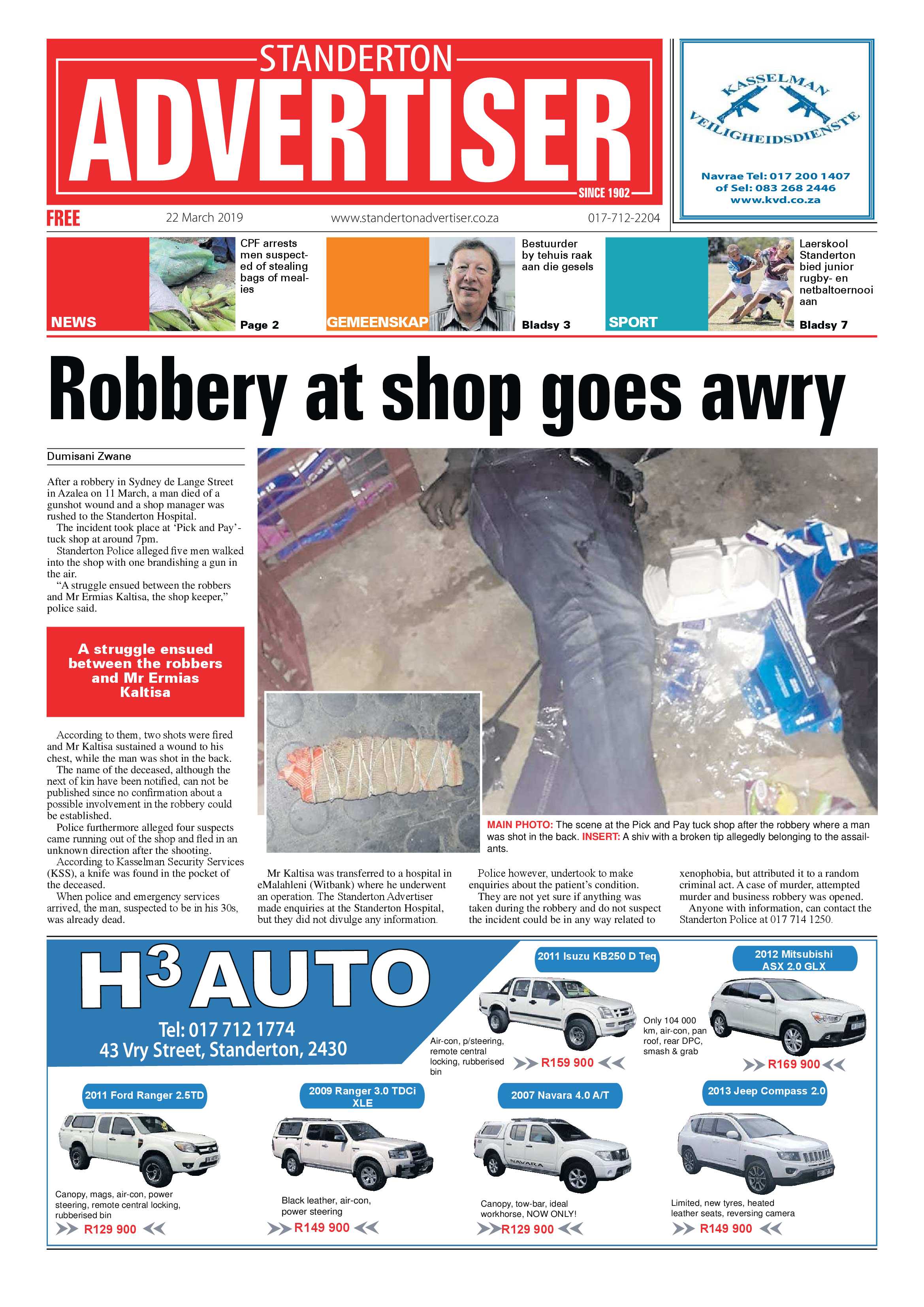 Standerton Advertiser 22 March 2019 page 1