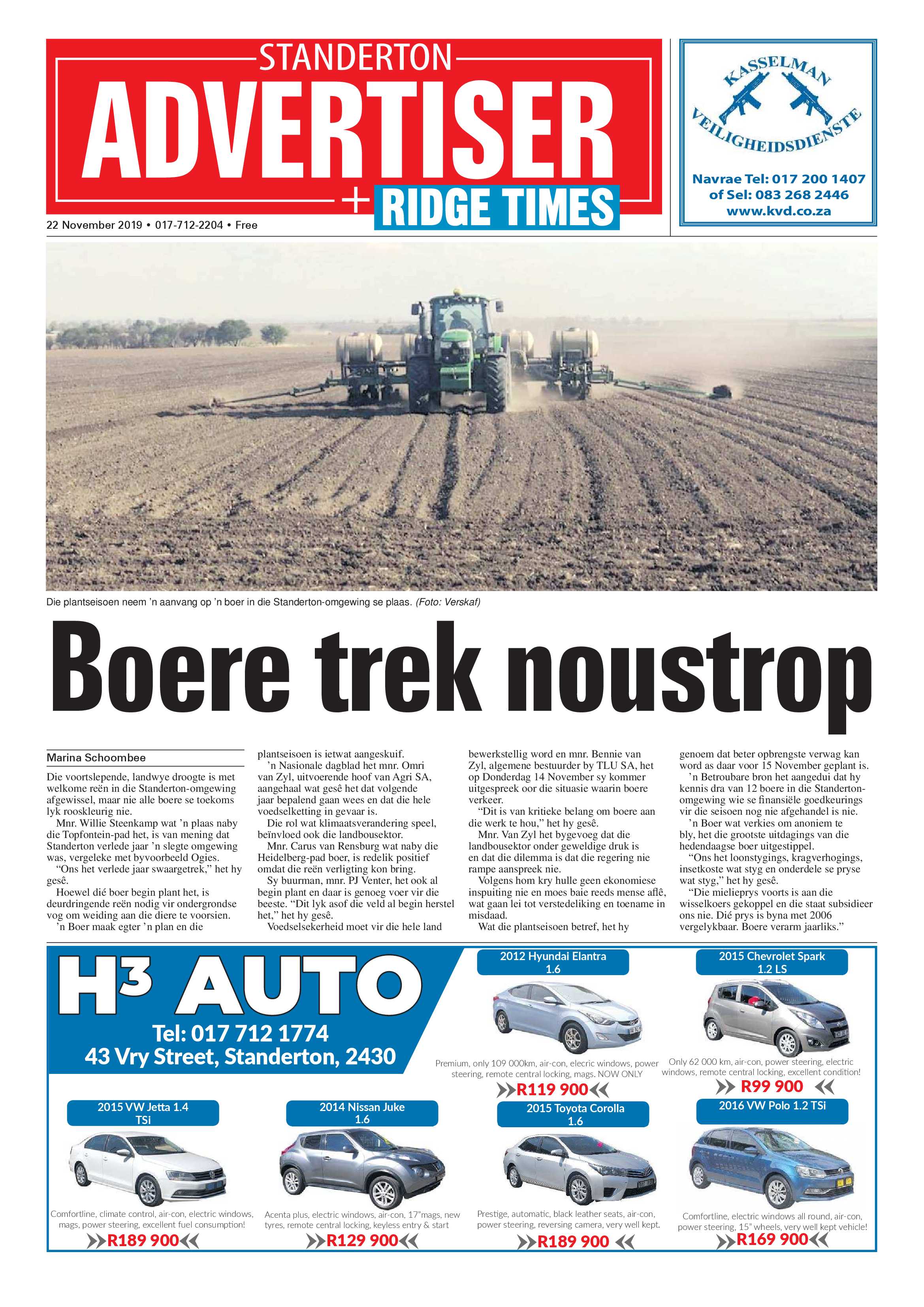 Standerton Advertiser 22 November 2019 page 1