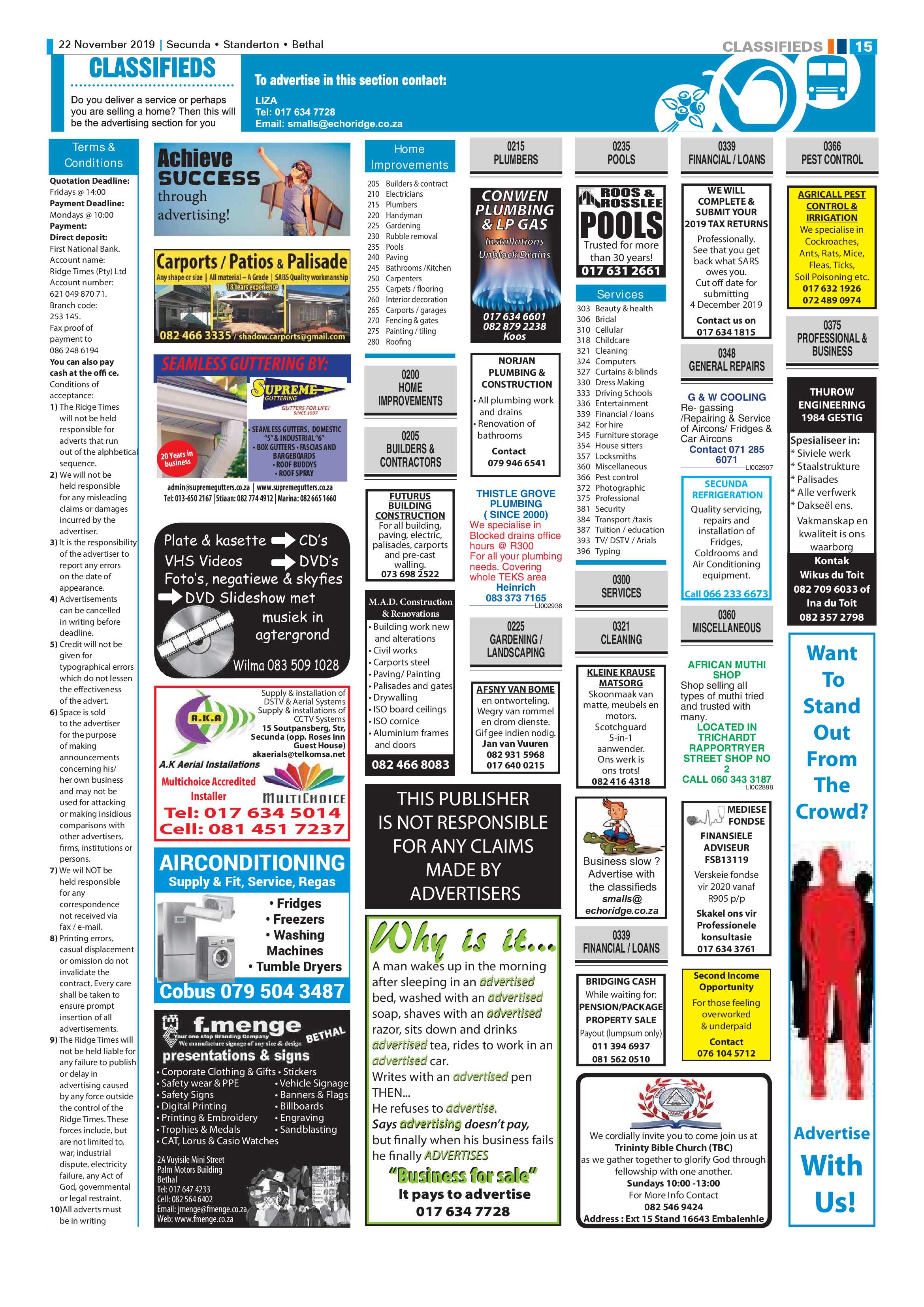 Standerton Advertiser 22 November 2019 page 15