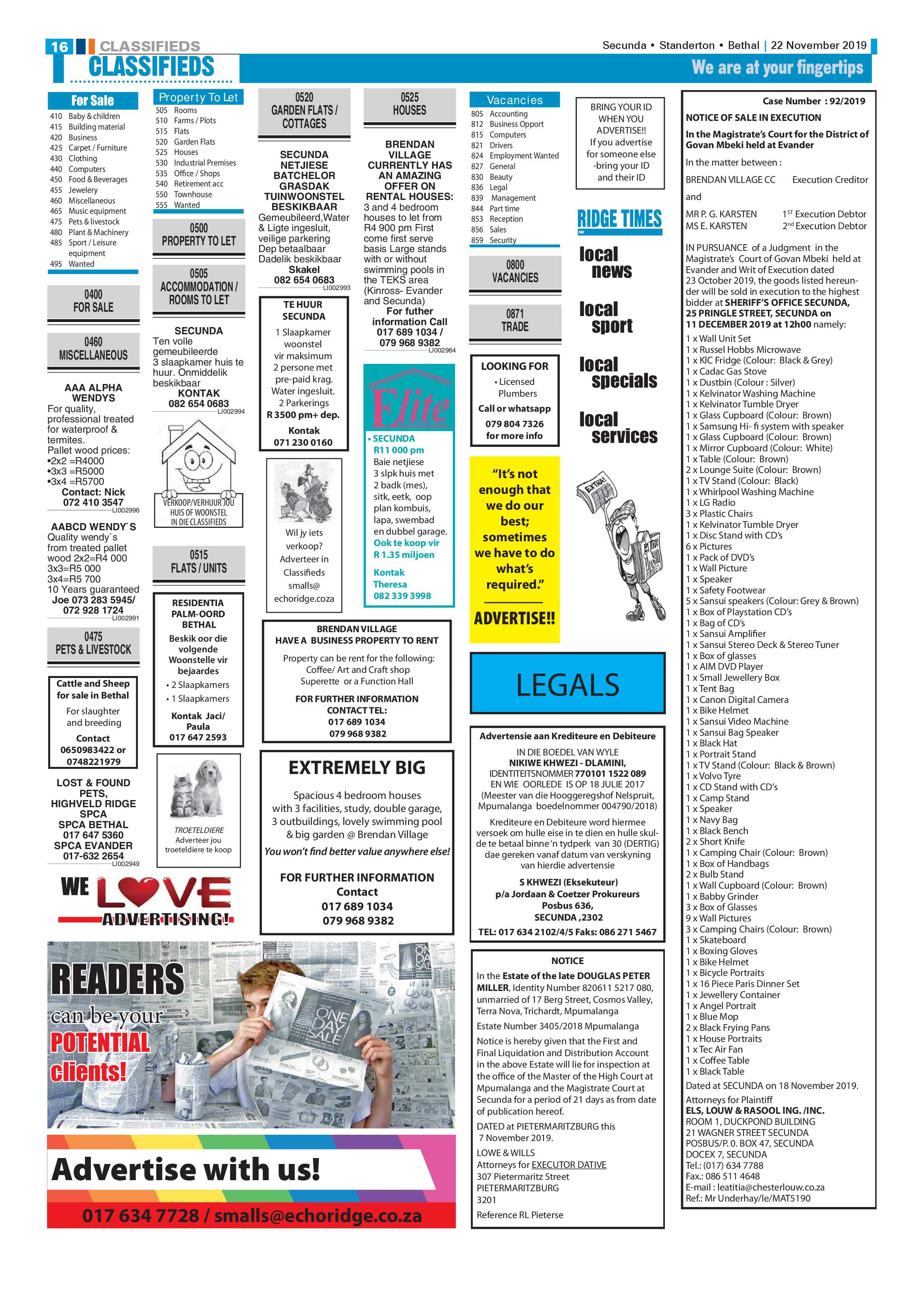 Standerton Advertiser 22 November 2019 page 16