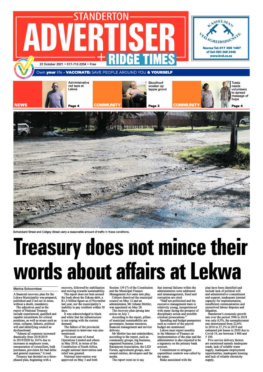 Standerton Advertiser 22 October 2021 page 1