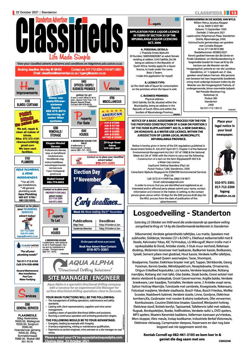 Standerton Advertiser 22 October 2021 page 13