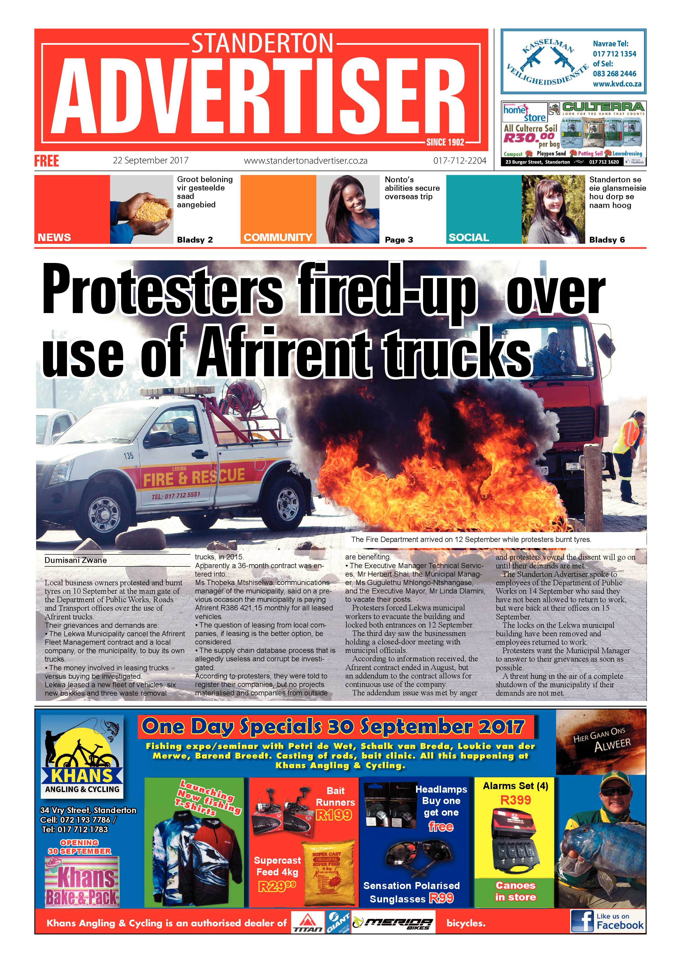 Standerton Advertiser 22 September 2017 page 1