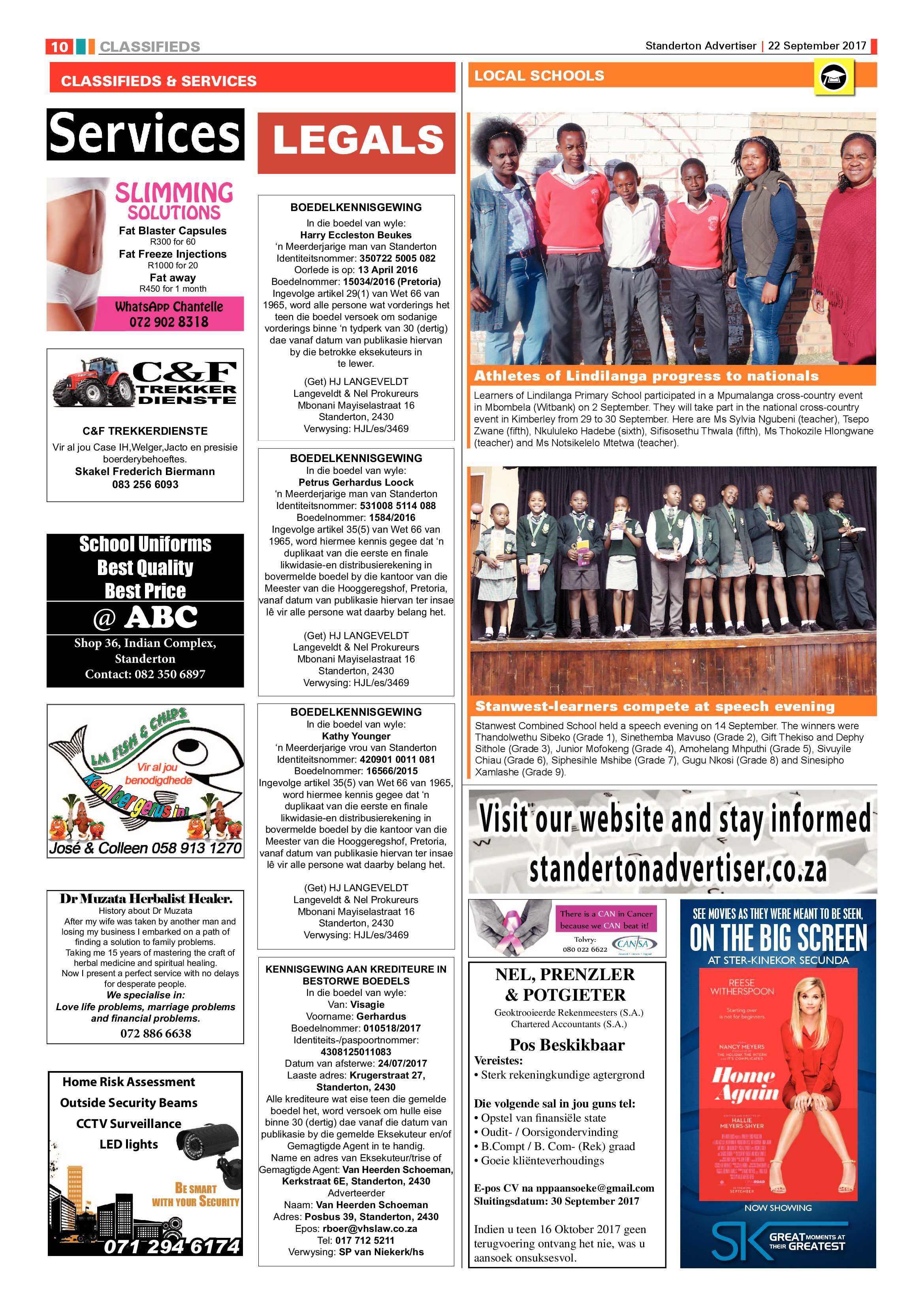 Standerton Advertiser 22 September 2017 page 10
