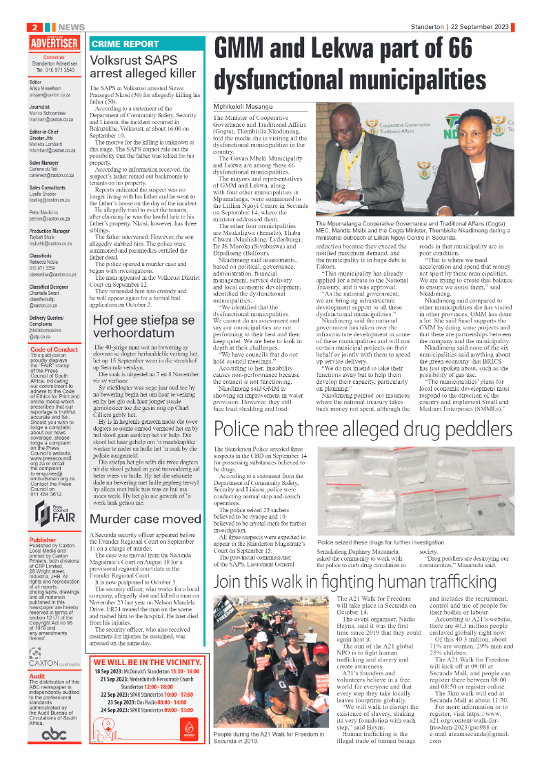 Standerton Advertiser 22 September 2023 page 2