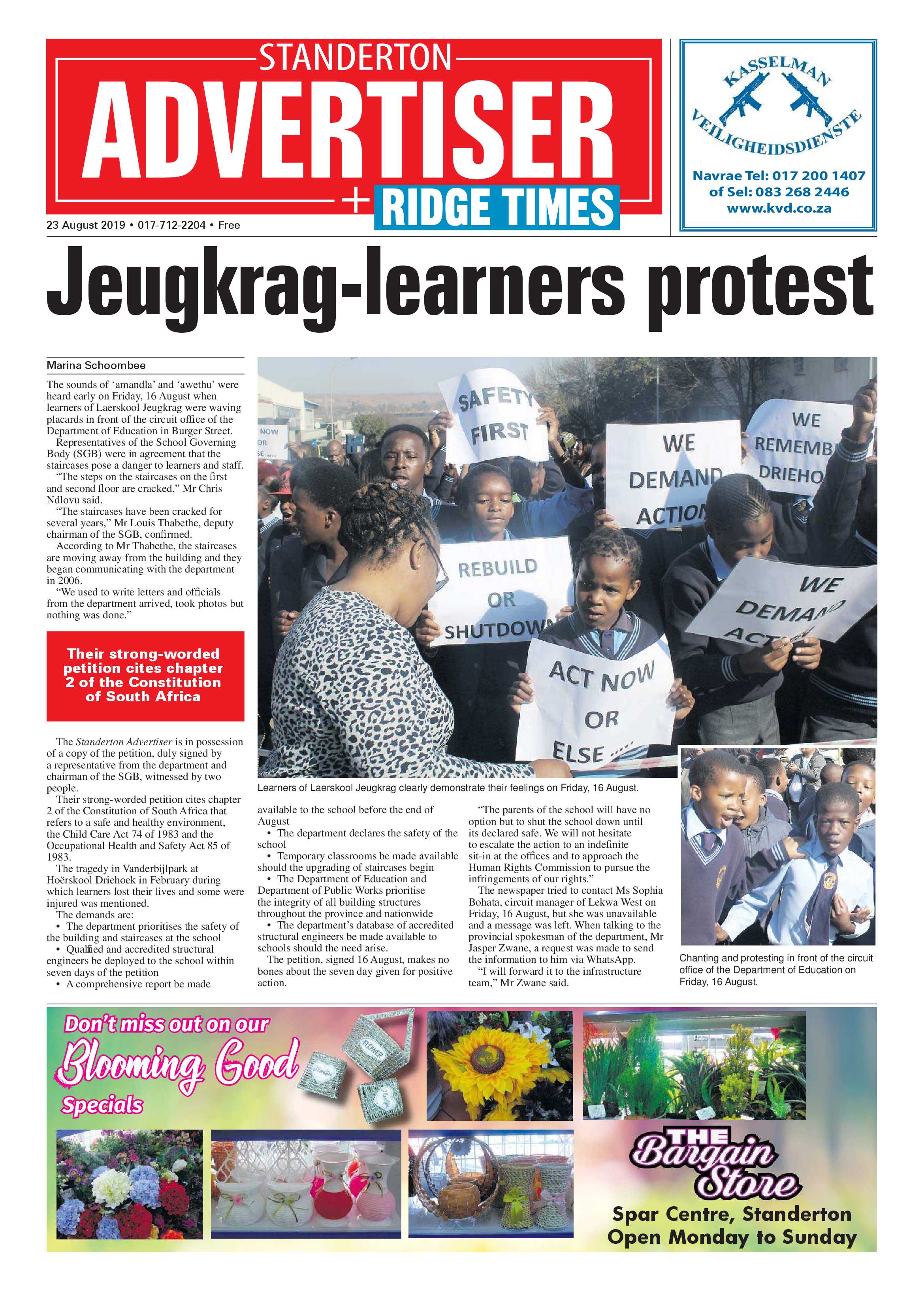 Standerton Advertiser 23 August 2019 page 1