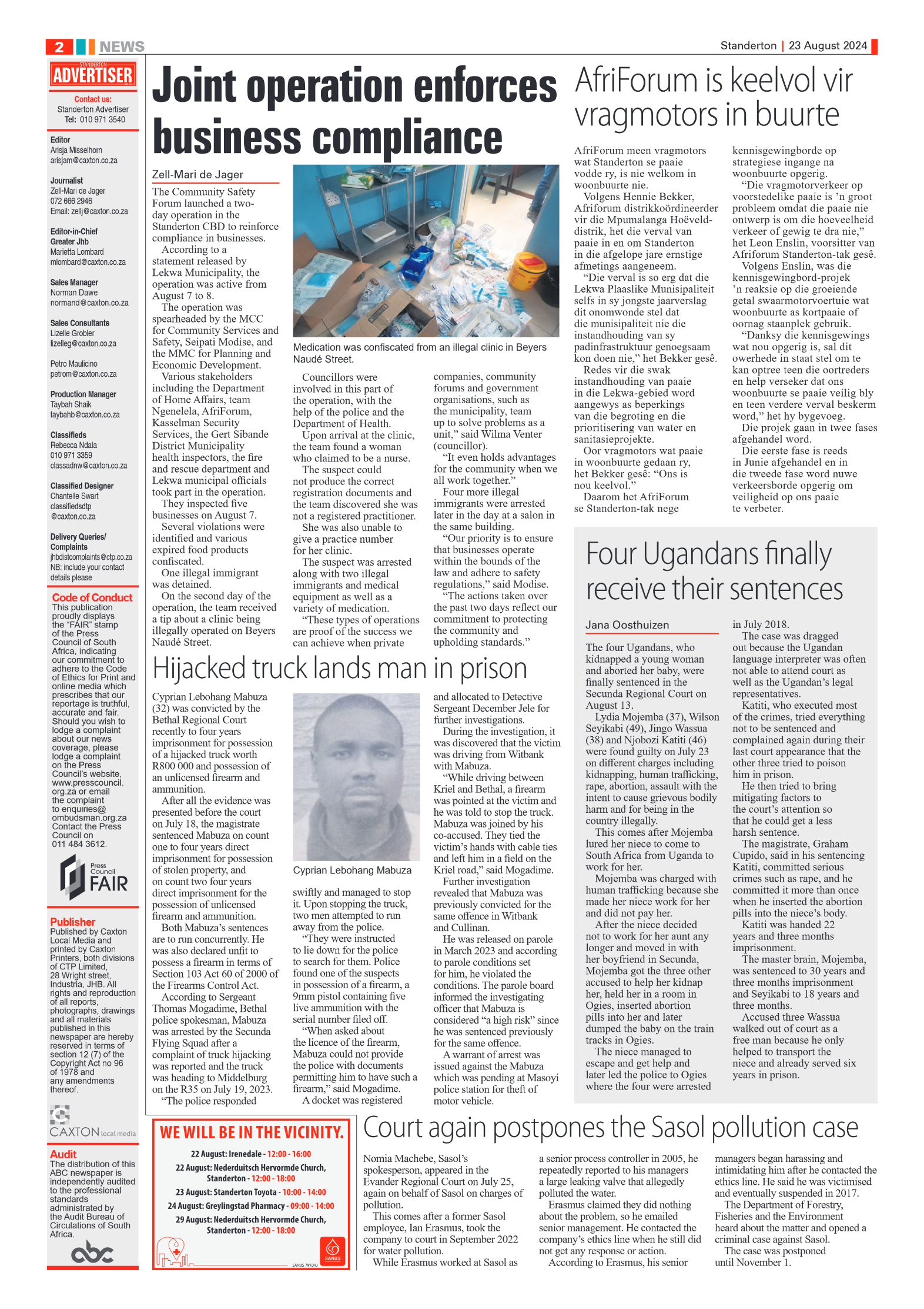 Standerton Advertiser 23 August 2024 page 2