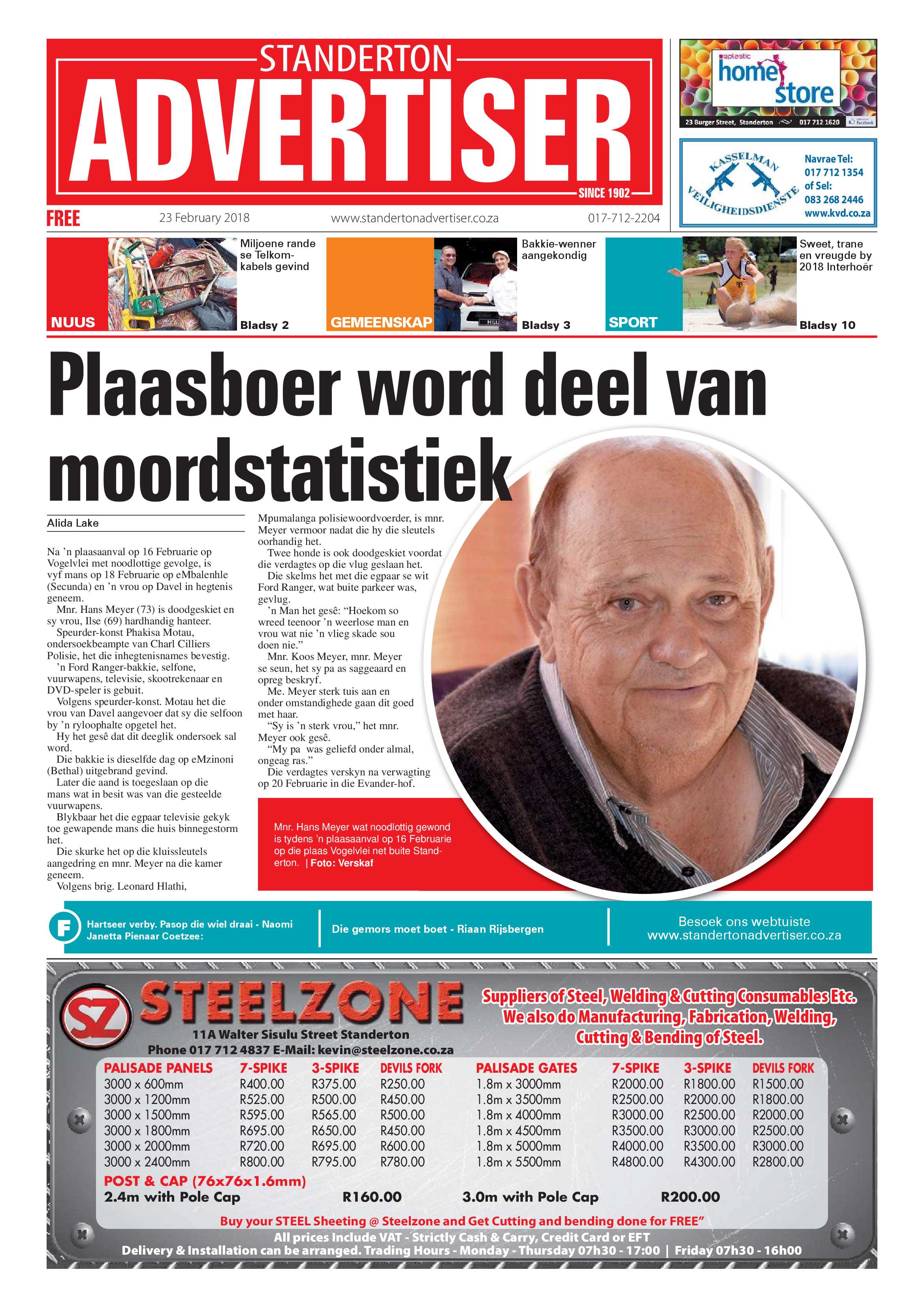 Standerton Advertiser 23 February 2018 page 1