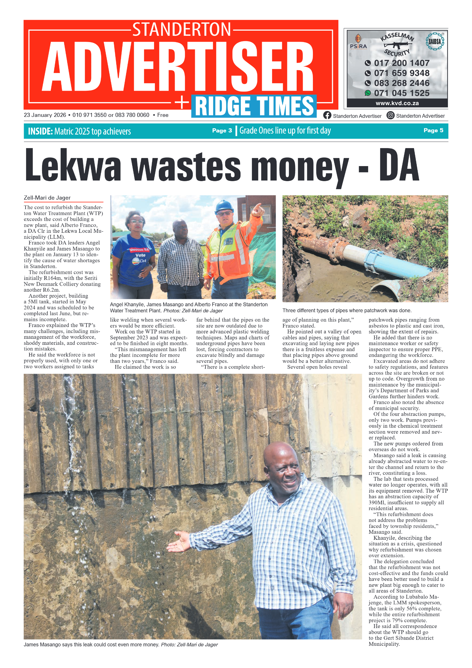 Standerton Advertiser 23 January 2026 page 1