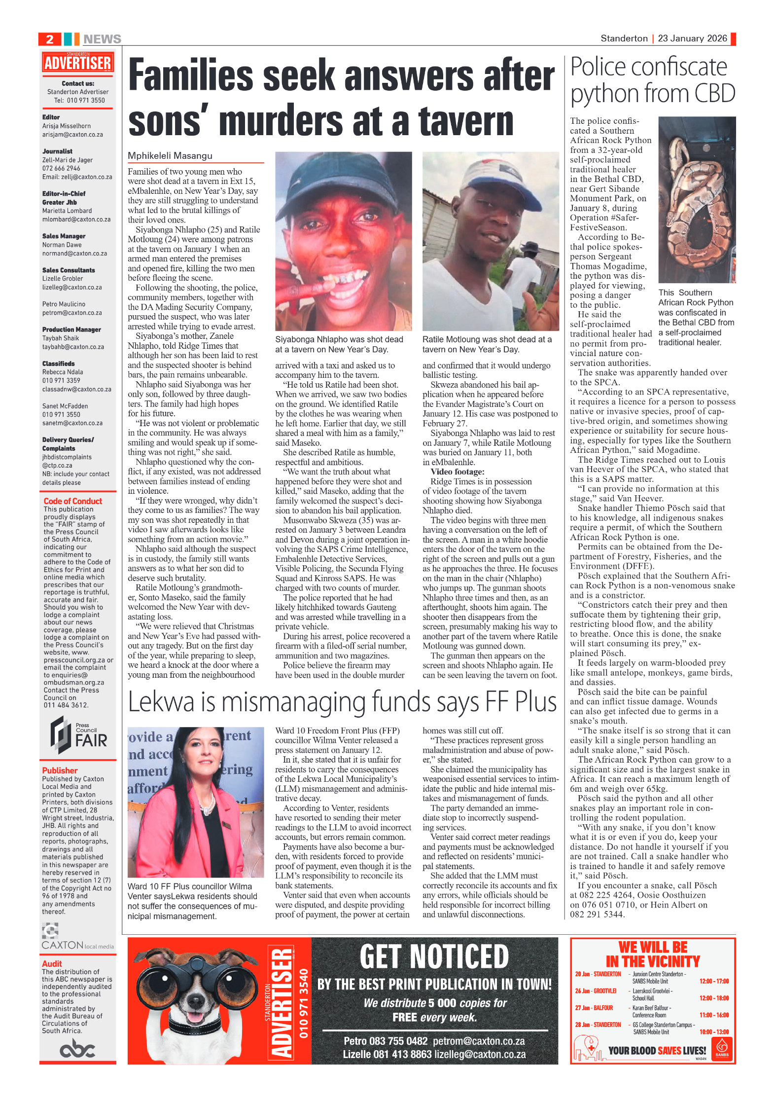 Standerton Advertiser 23 January 2026 page 2