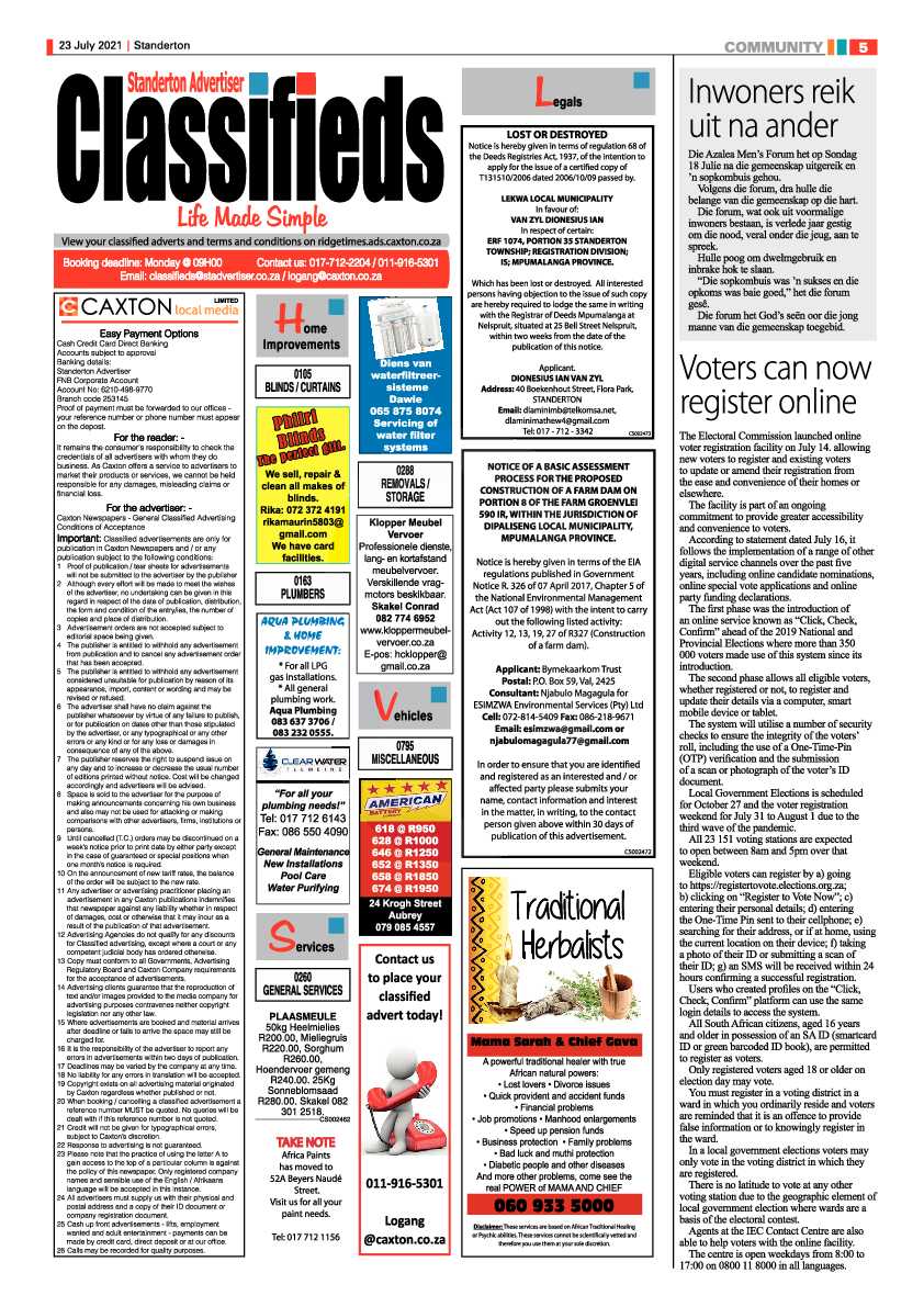 Standerton Advertiser 23 July 2021 page 5