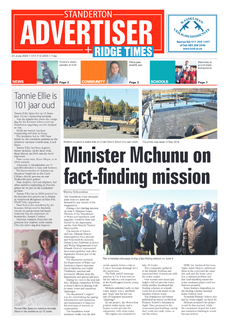 Standerton Advertiser 23 June 2023 page 1