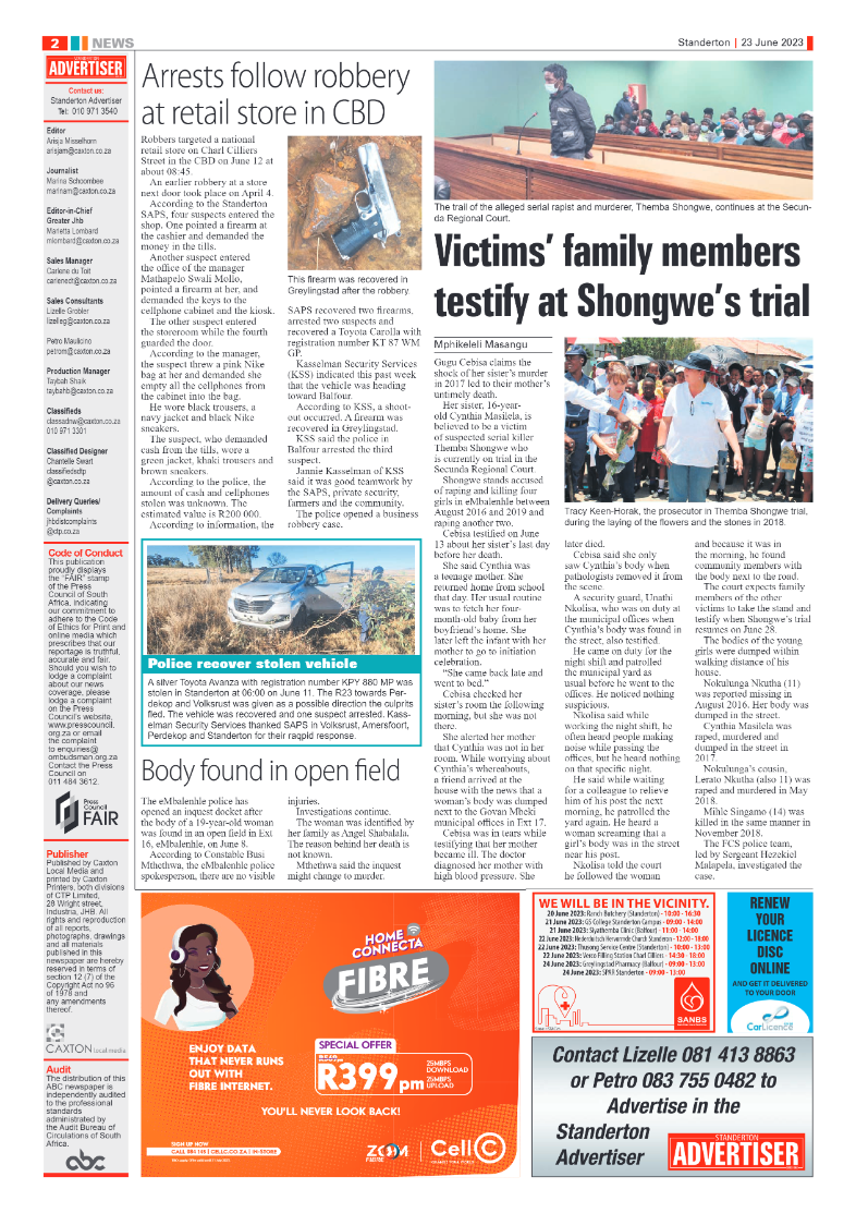 Standerton Advertiser 23 June 2023 page 2