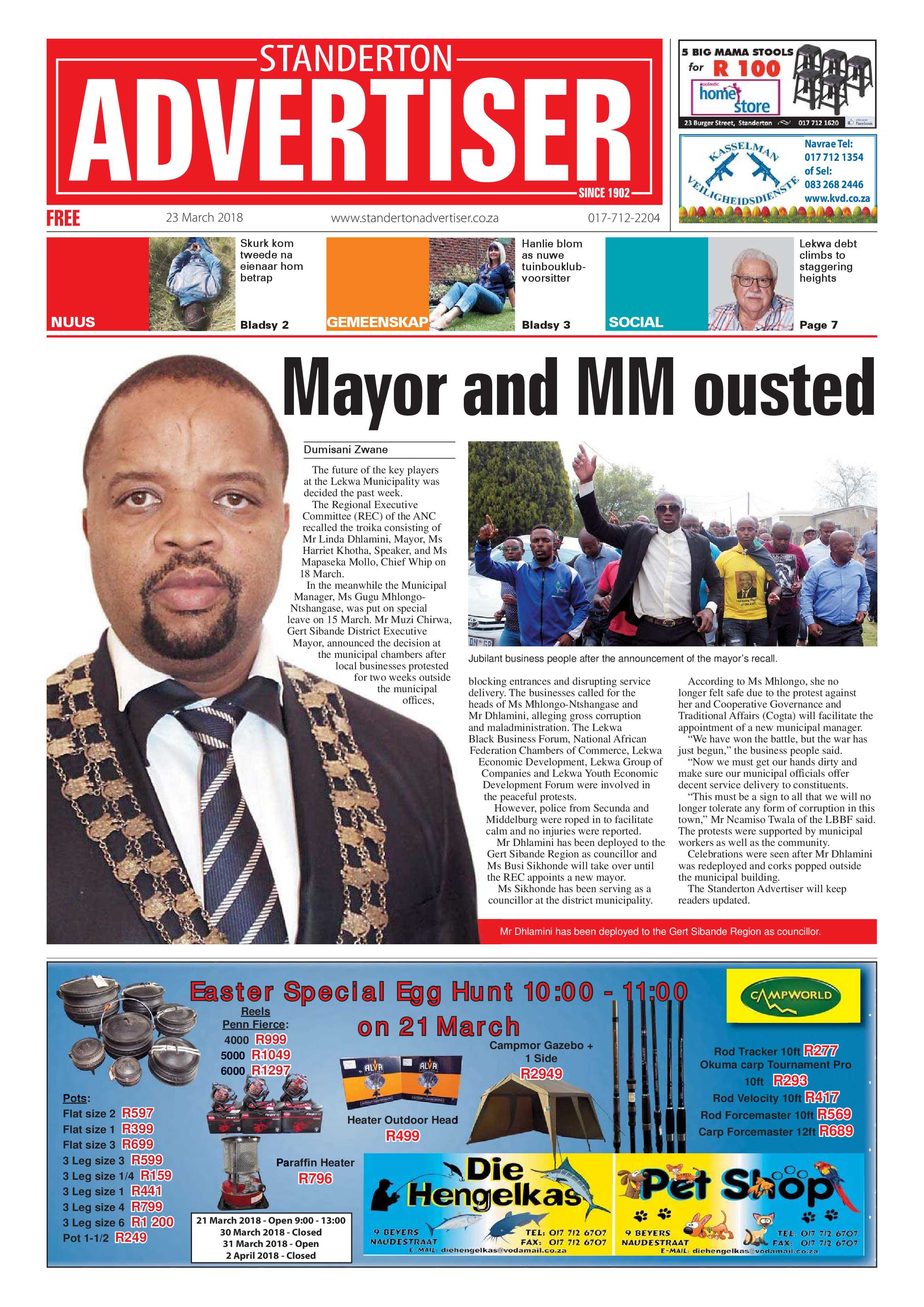 Standerton Advertiser 23 March 2018 page 1