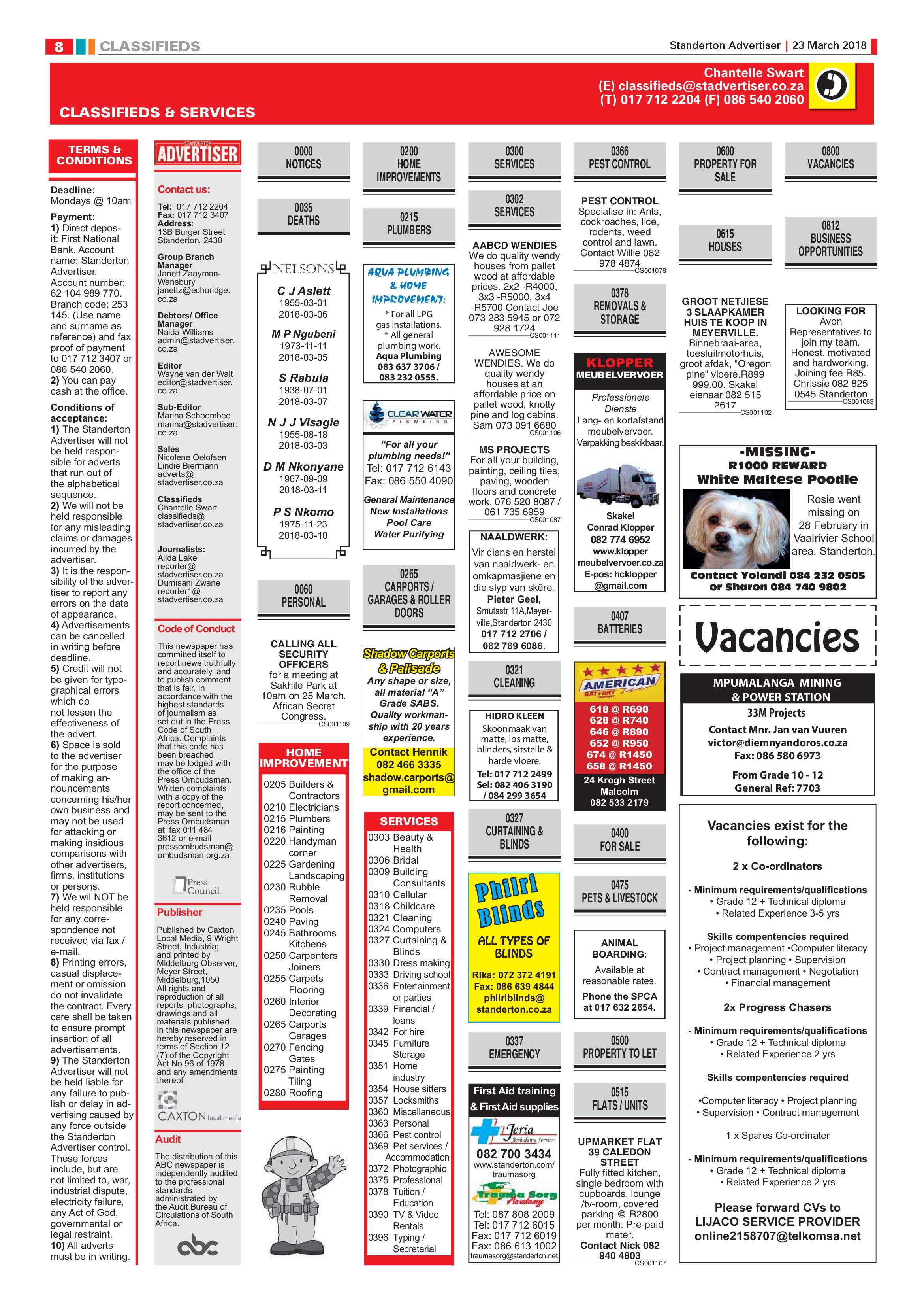 Standerton Advertiser 23 March 2018 page 8