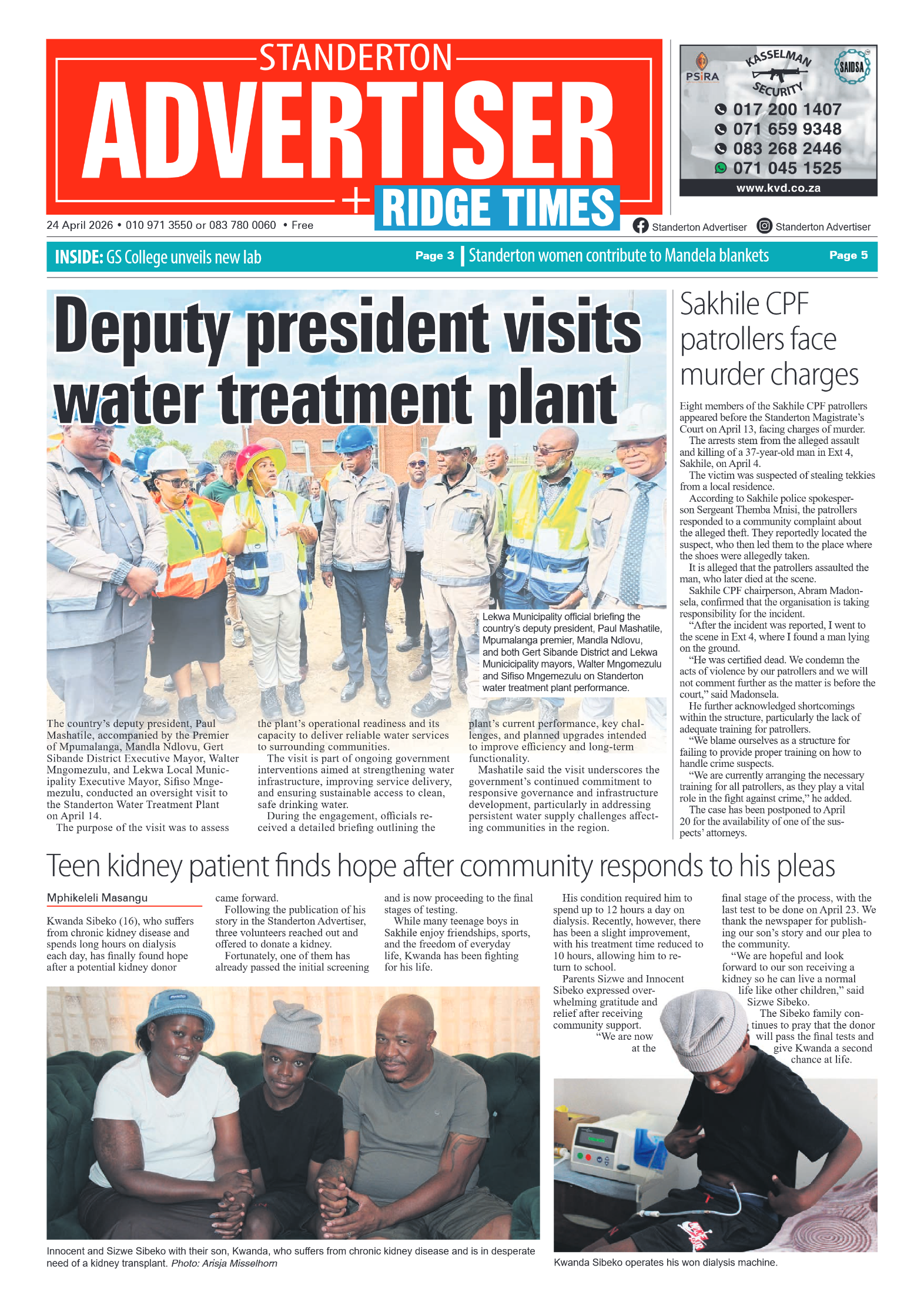 Standerton Advertiser 24 April 2026 page 1