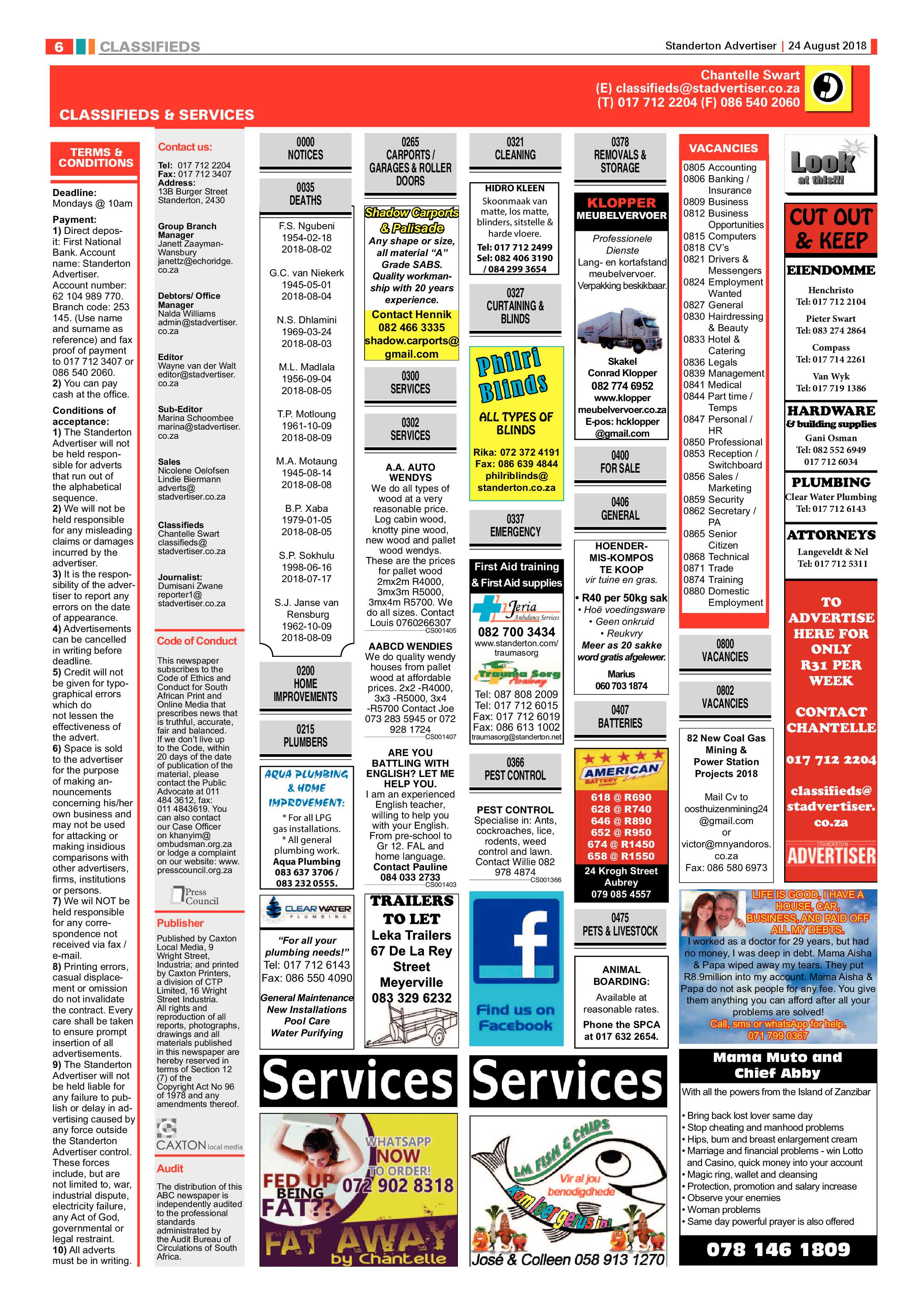 Standerton Advertiser 24 August 2018 page 6