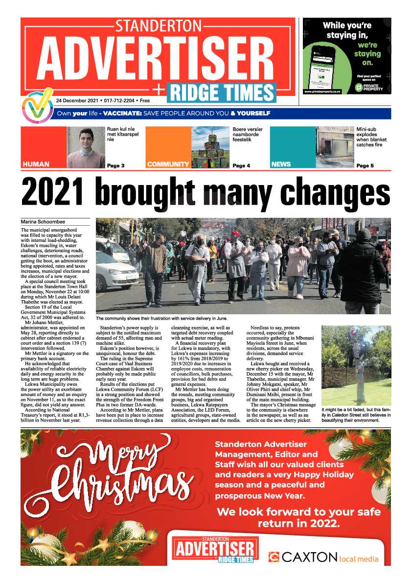 Standerton Advertiser 24 December 2021 page 1