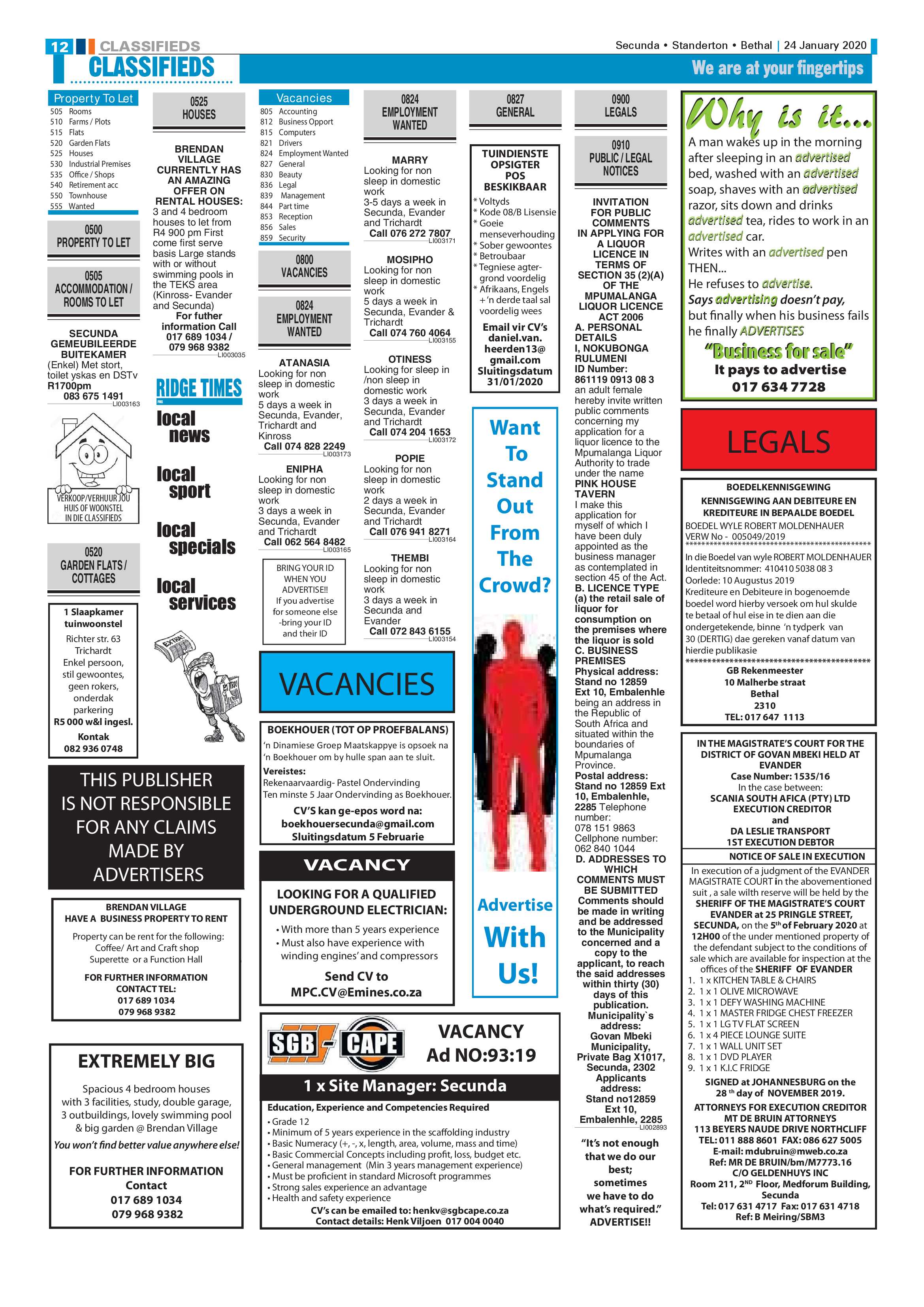 Standerton Advertiser 24 January 2020 page 12