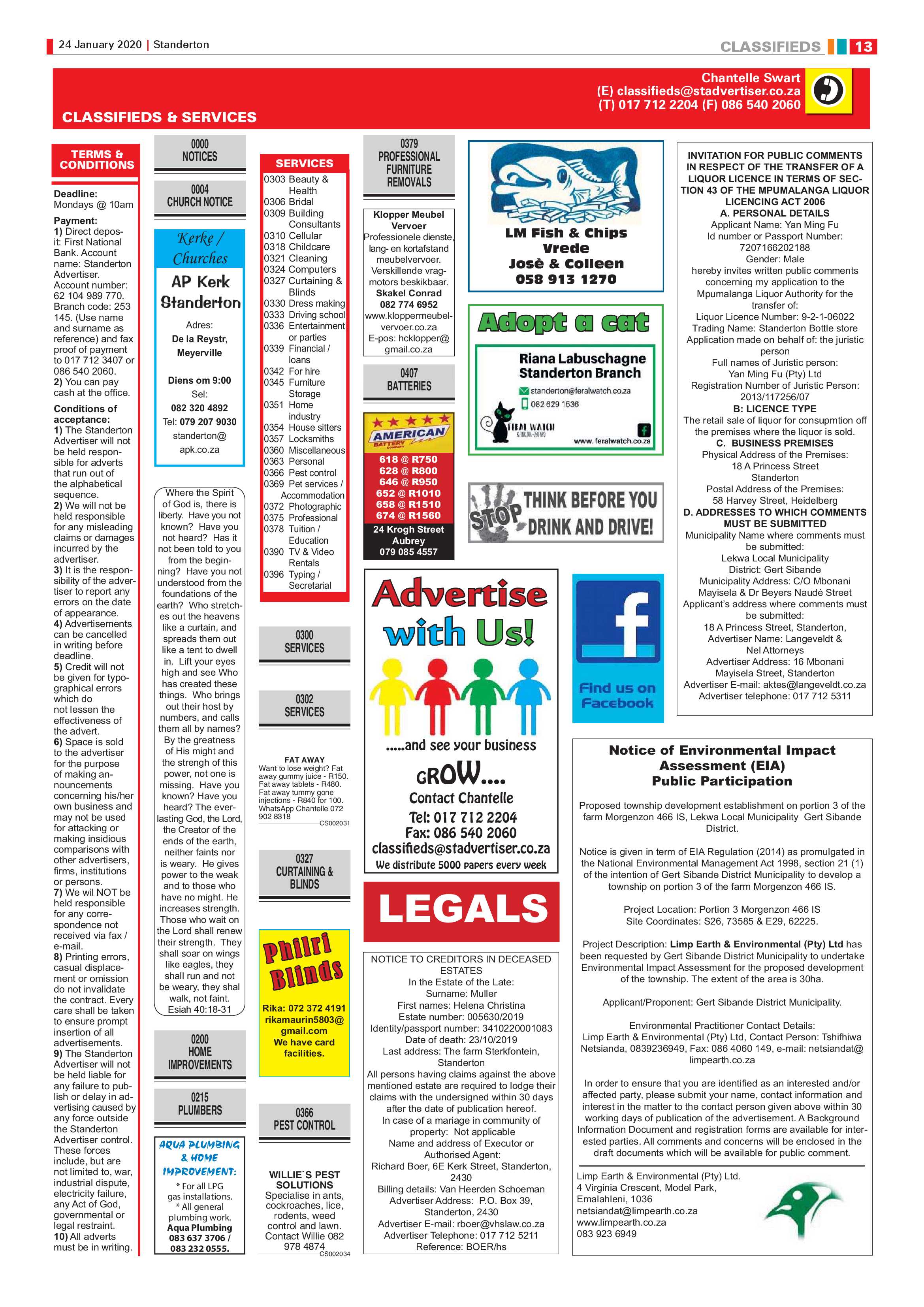 Standerton Advertiser 24 January 2020 page 13