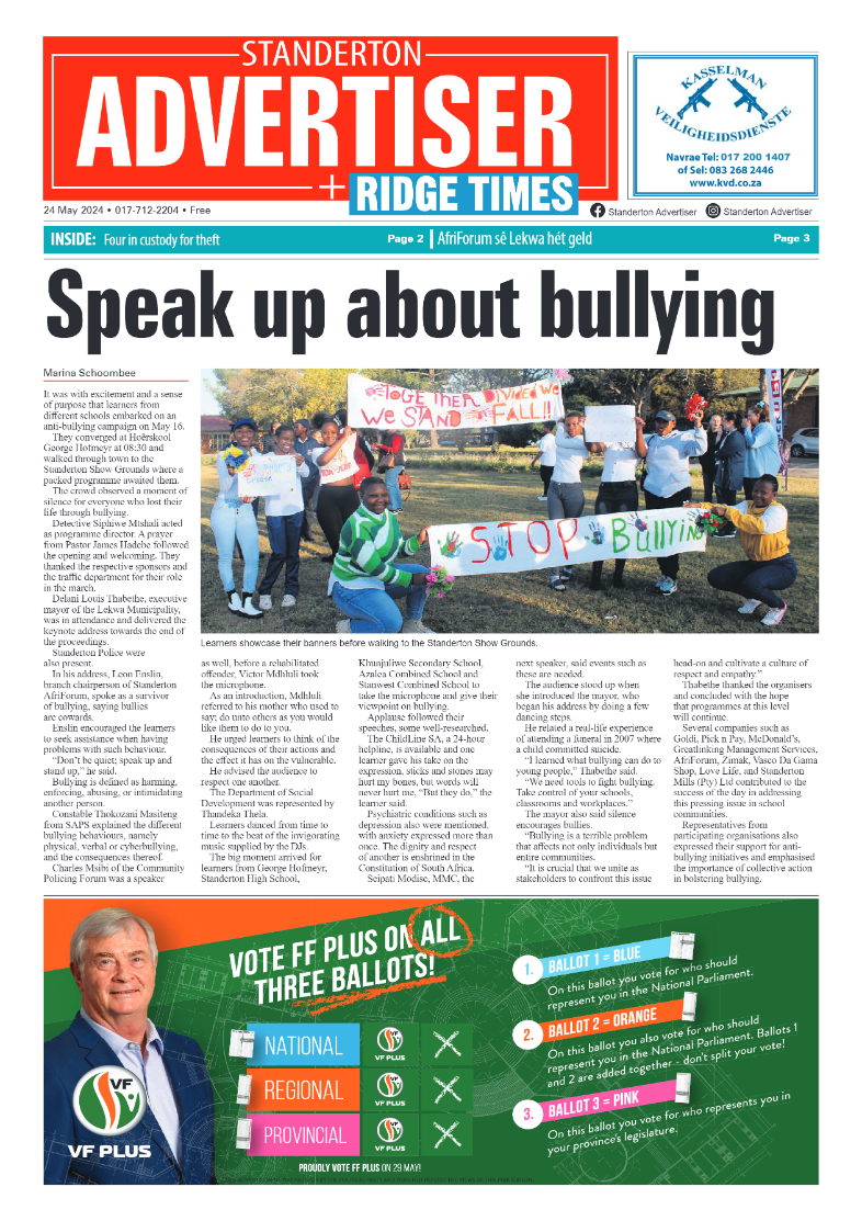 Standerton Advertiser 24 May 2024 page 1